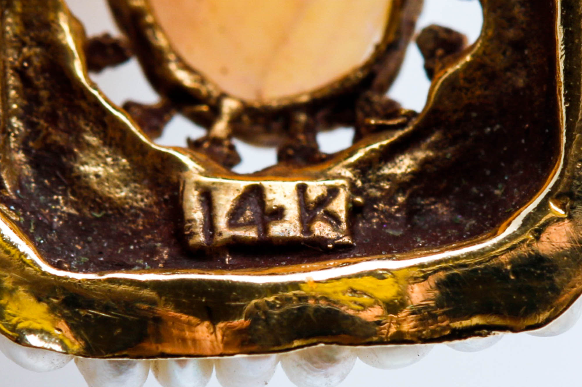 14K Yellow Gold Opal and Pearl Pendant