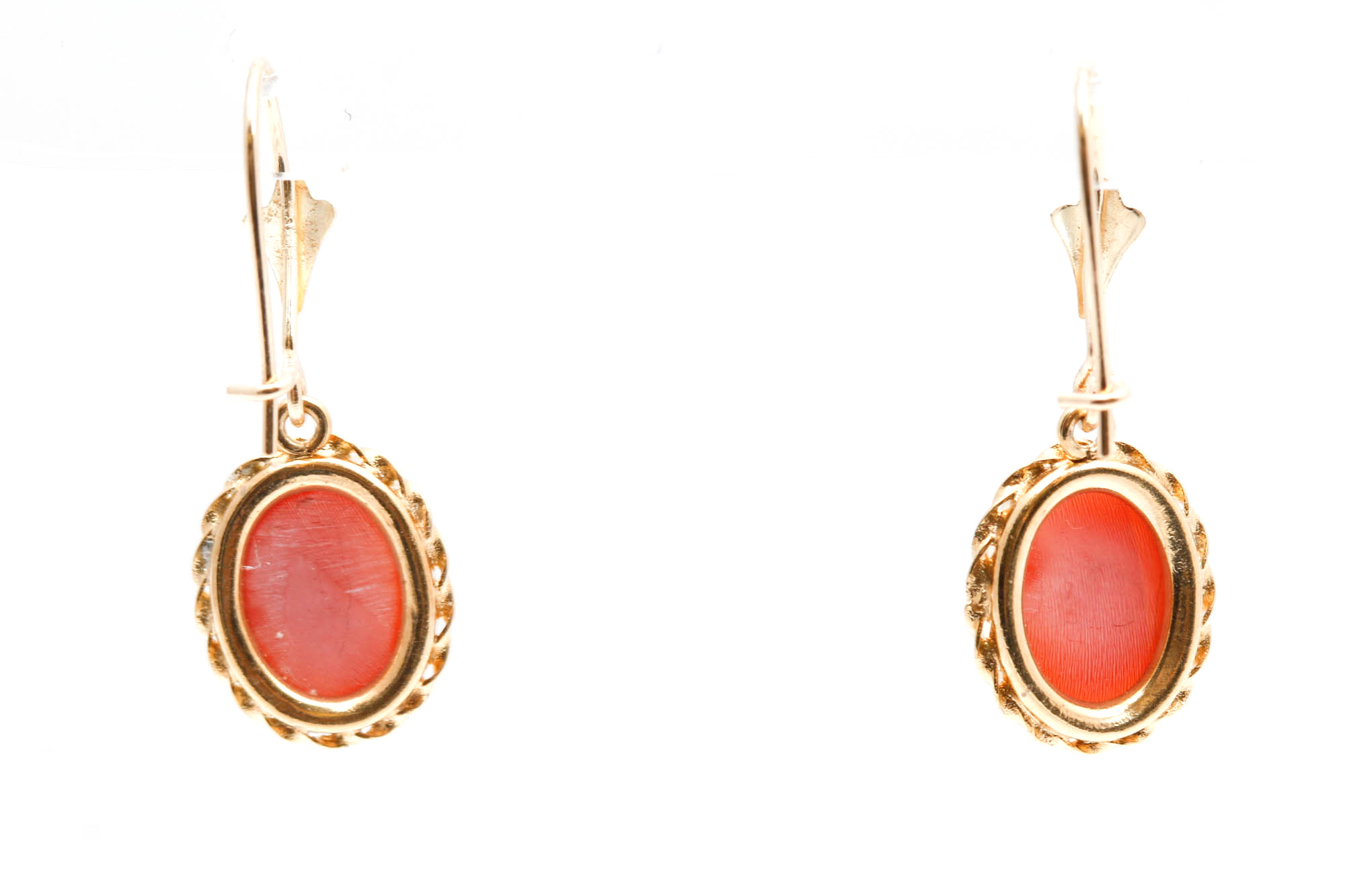 14K Yellow Gold Shell Cameo Earrings