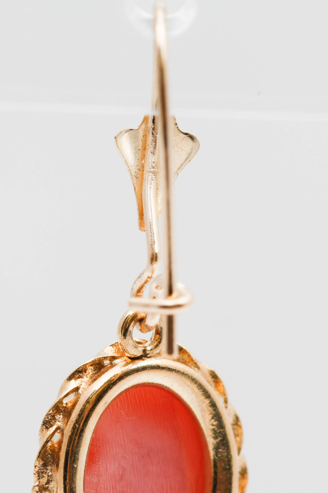 14K Yellow Gold Shell Cameo Earrings