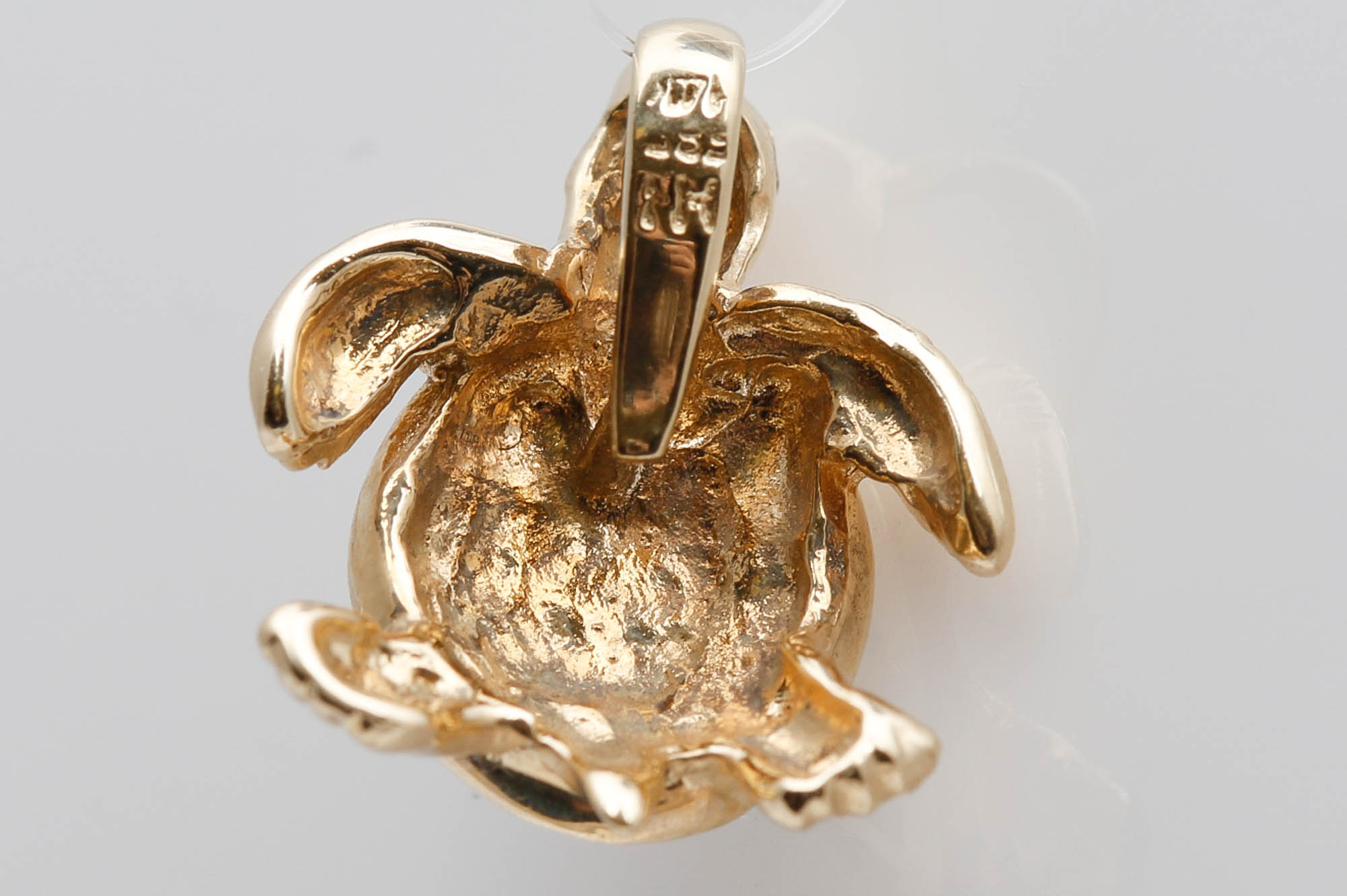 14K Yellow Gold Opal and Diamond Turtle Pendant