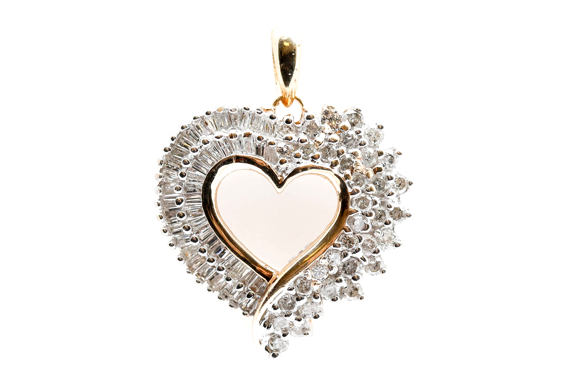 10K White Gold 2.00 CTW Diamond Heart Pendant