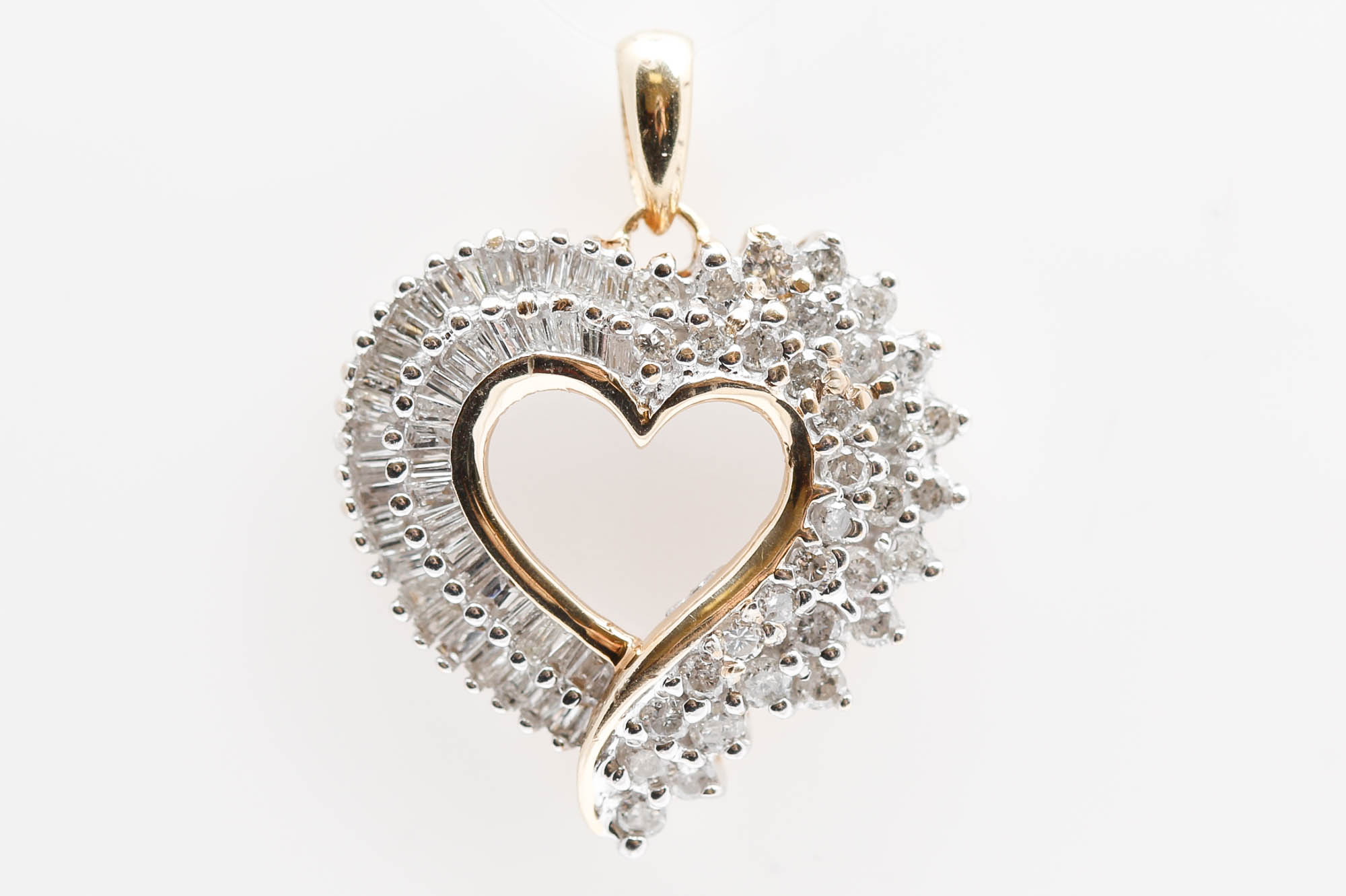 10K White Gold 2.00 CTW Diamond Heart Pendant