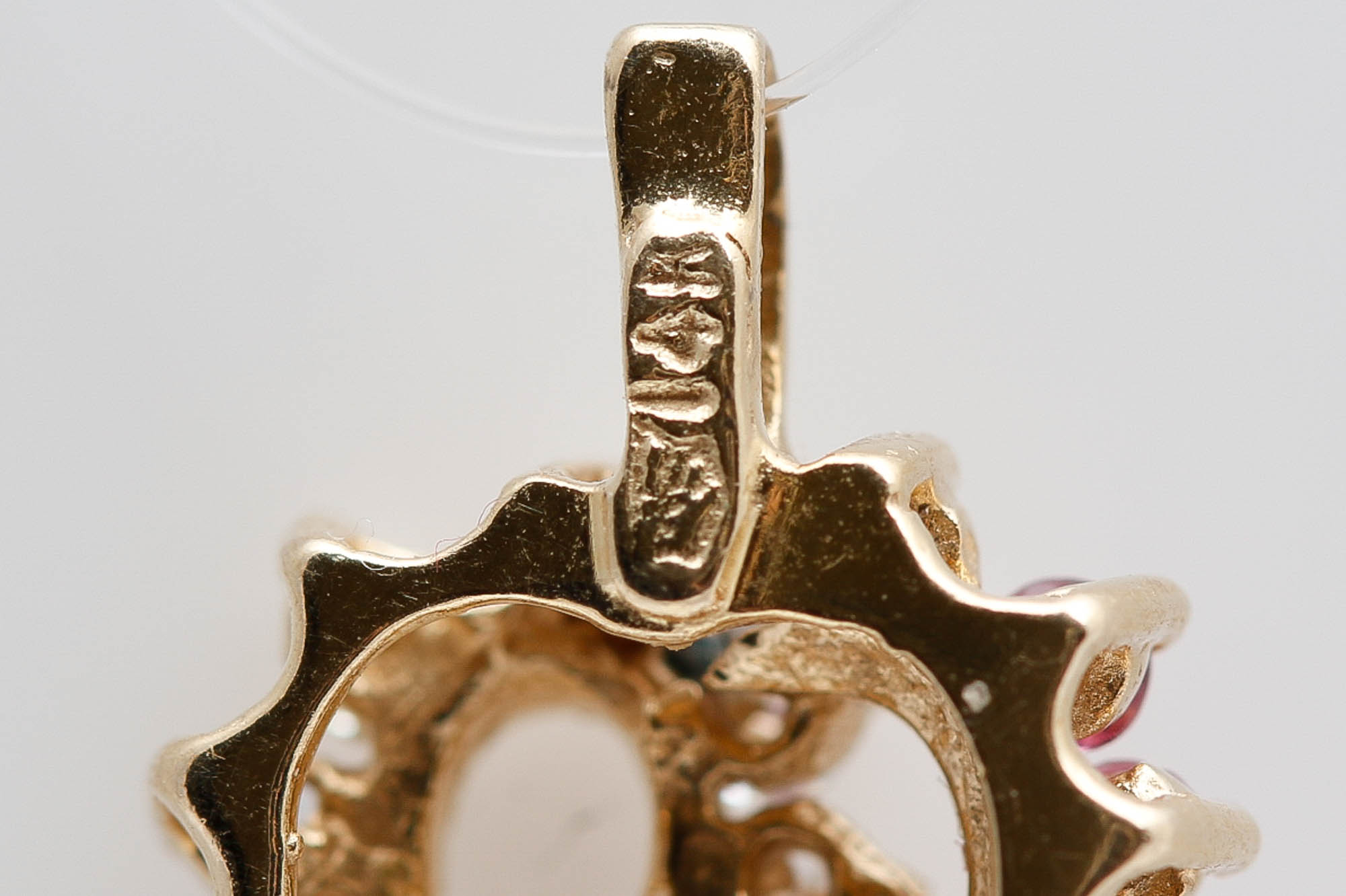 14K Yellow Gold Ruby and Diamond Heart Pendant