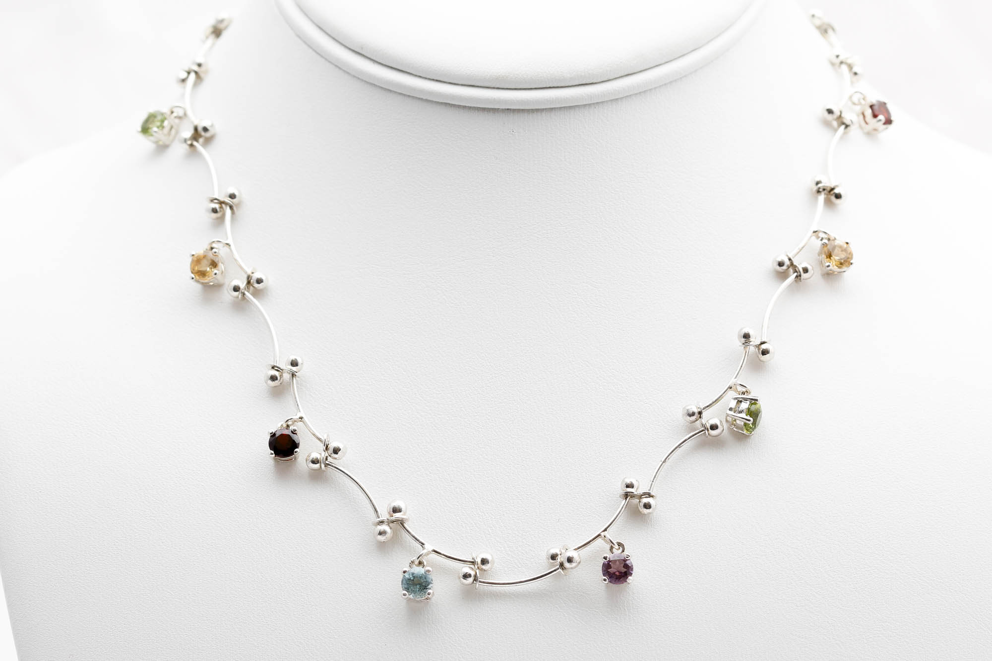 Sterling Silver Multi-Stone Necklace