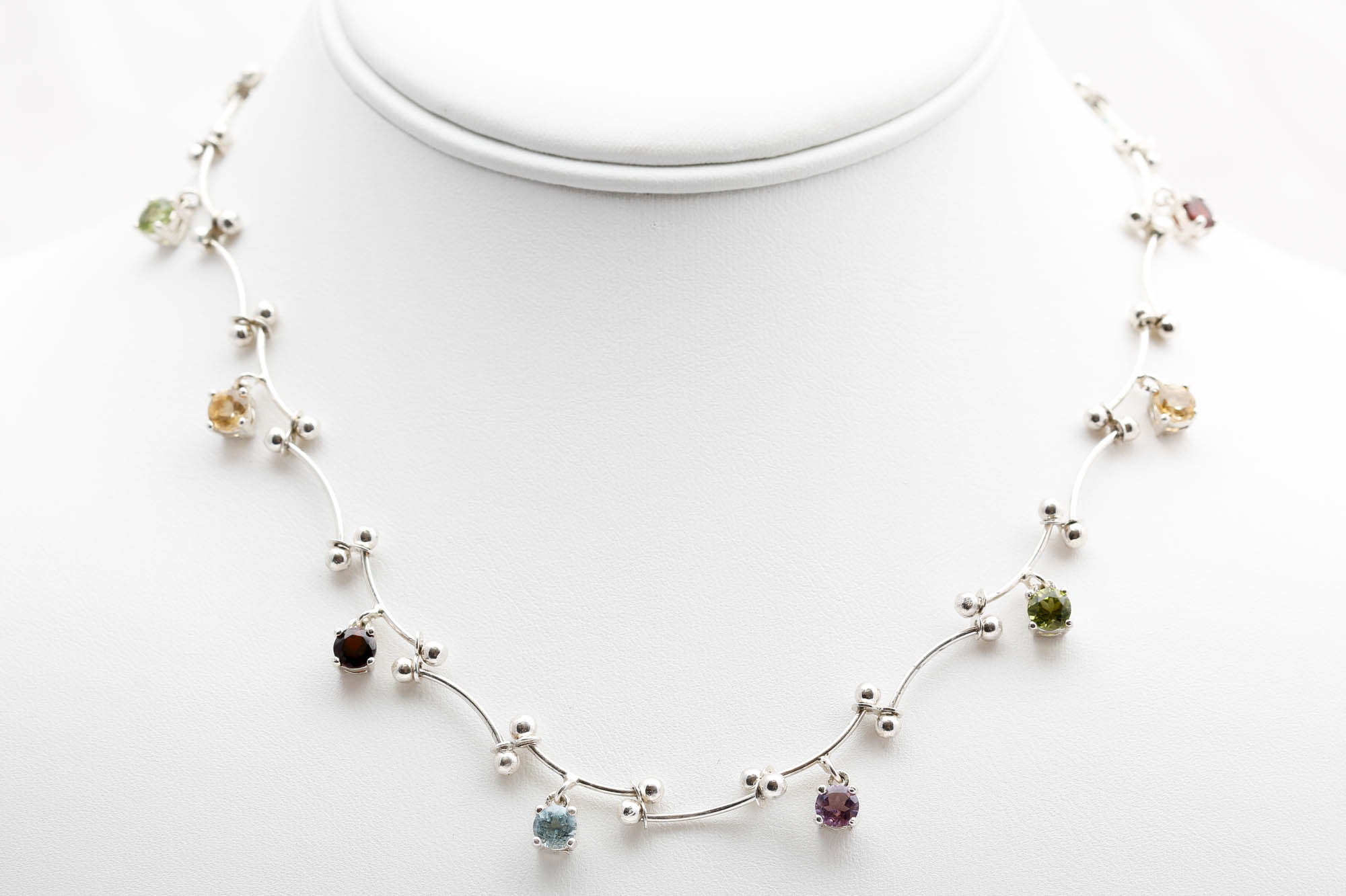Sterling Silver Multi-Stone Necklace