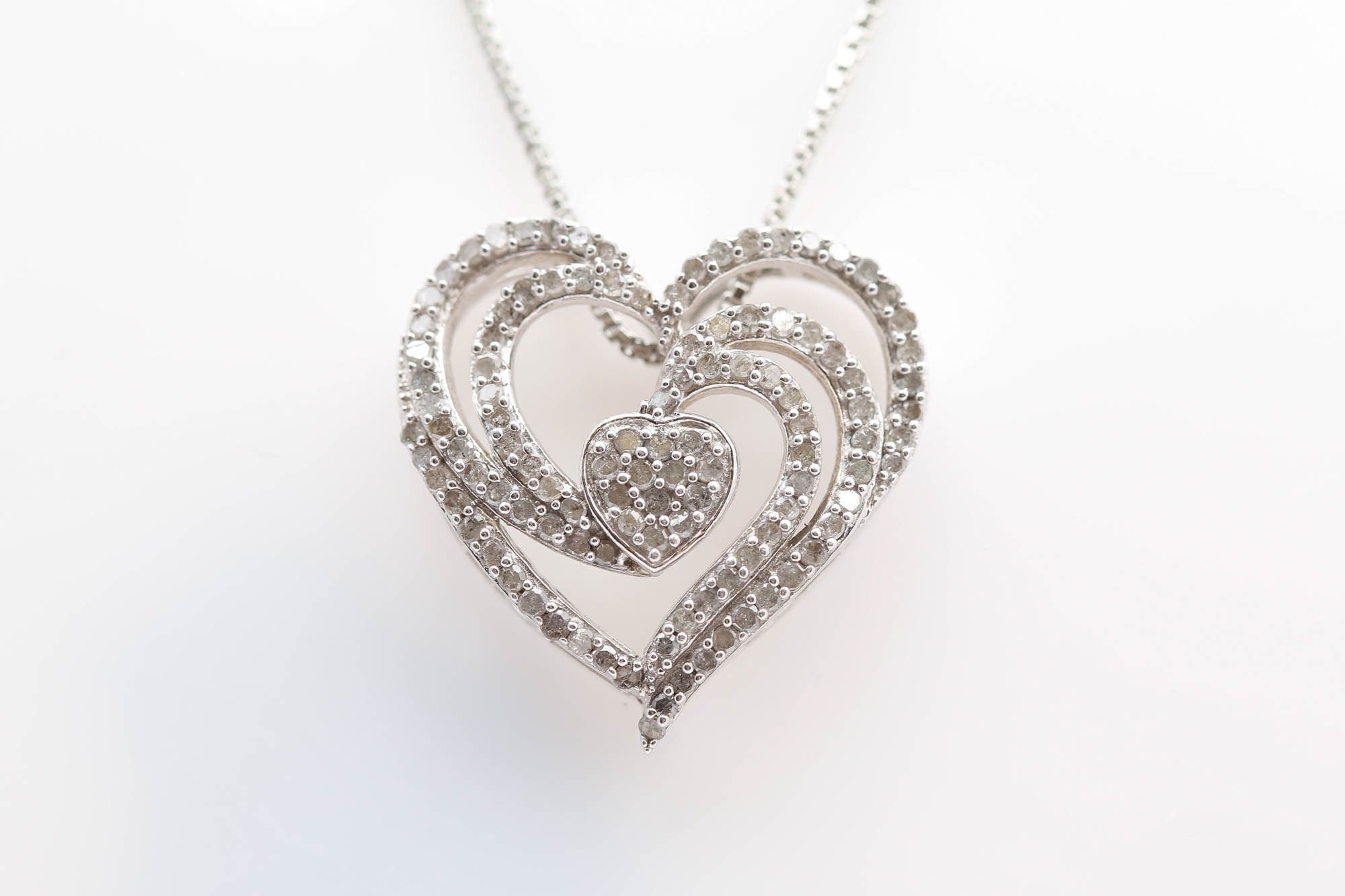Sterling Silver 1.00 CTW Diamond Heart Pendant Necklace
