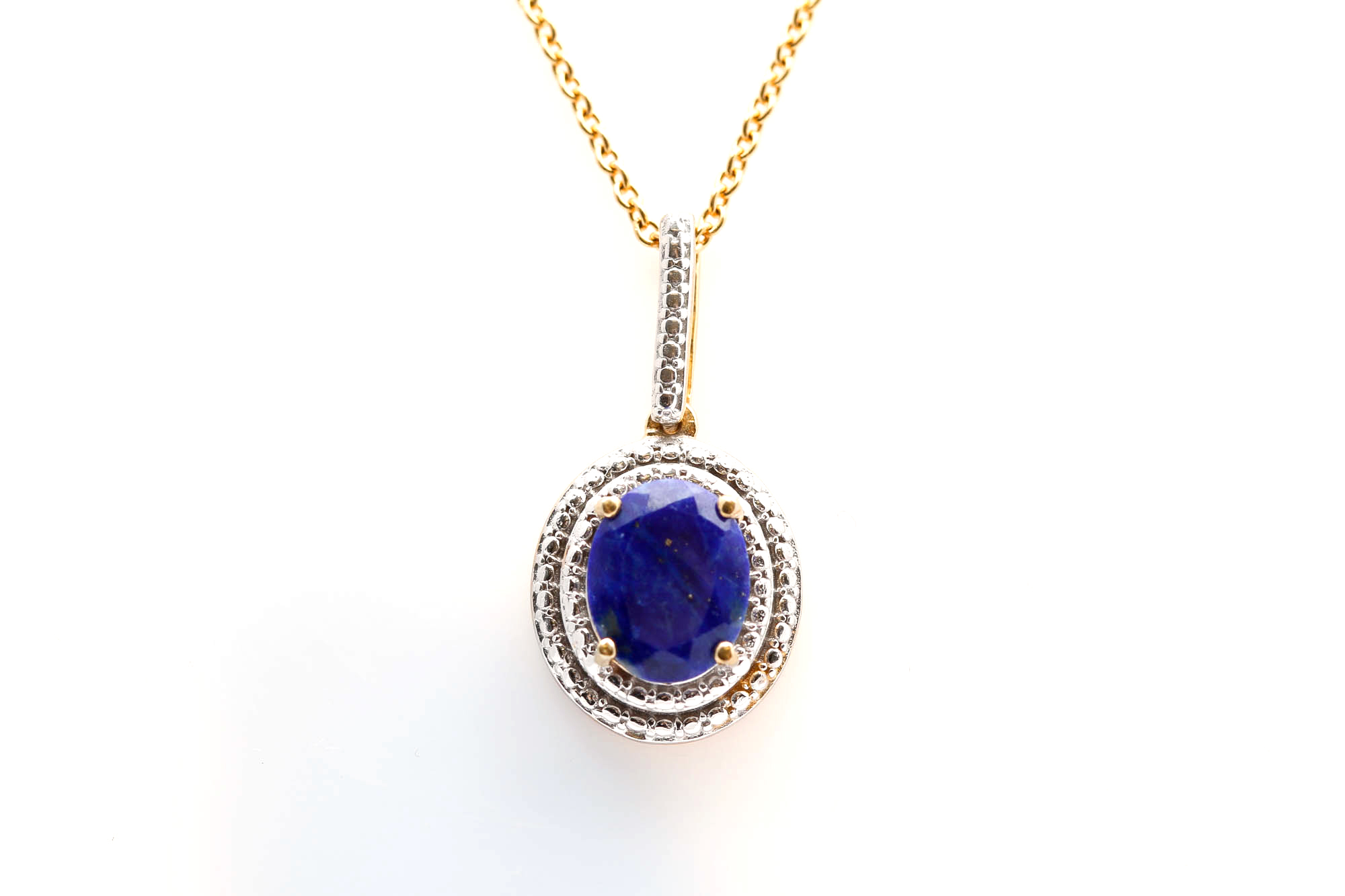Vermeil Sterling Silver Lapis Lazuli Pendant Necklace