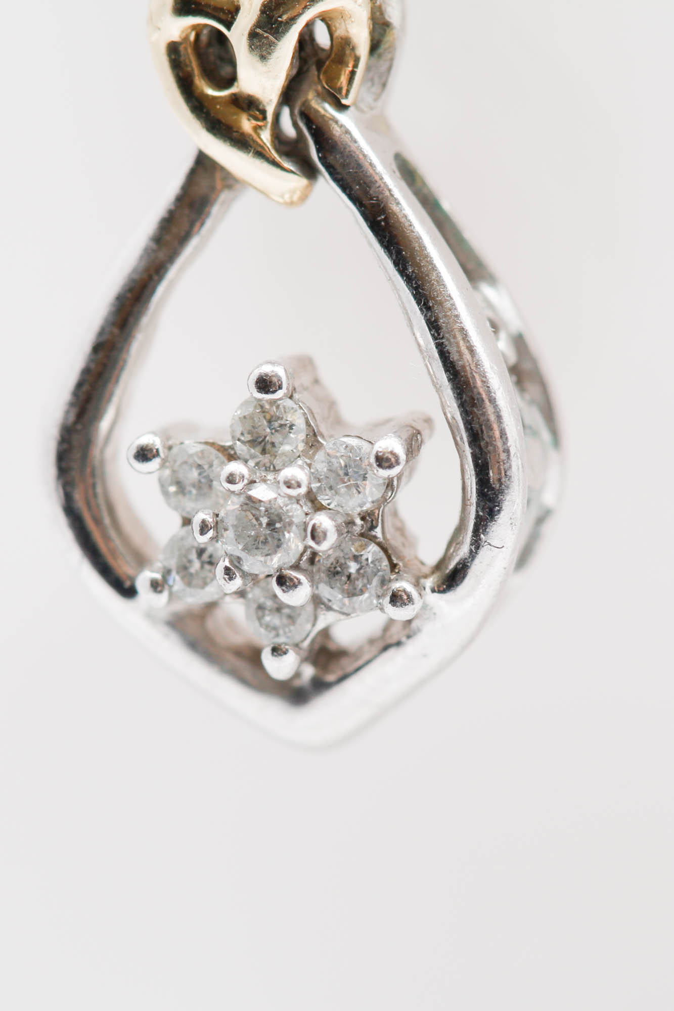 Sterling Silver 14K Gold Accented Diamond Dangle Earrings