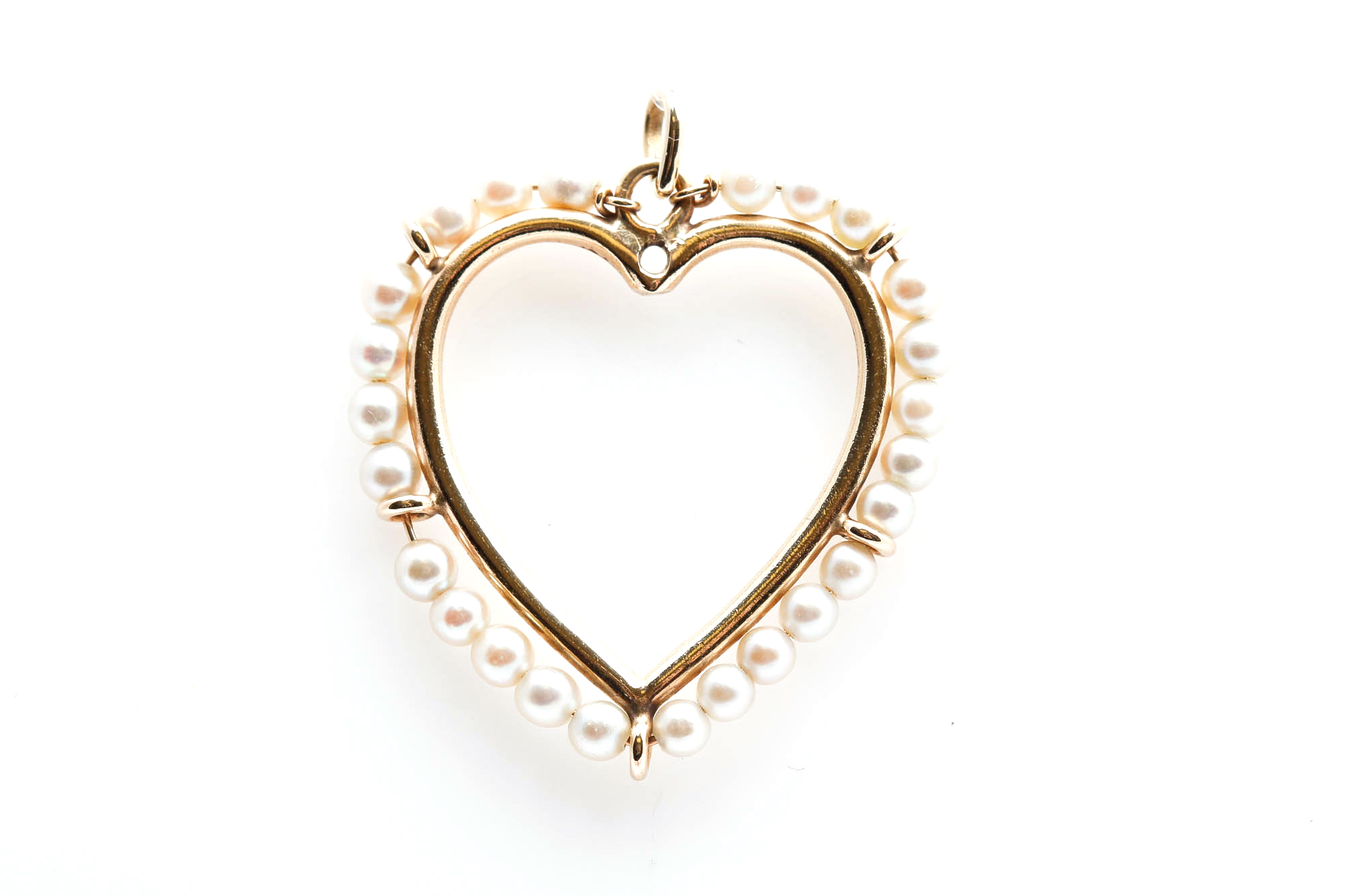14K Yellow Gold Cultured Pearl Heart Pendant