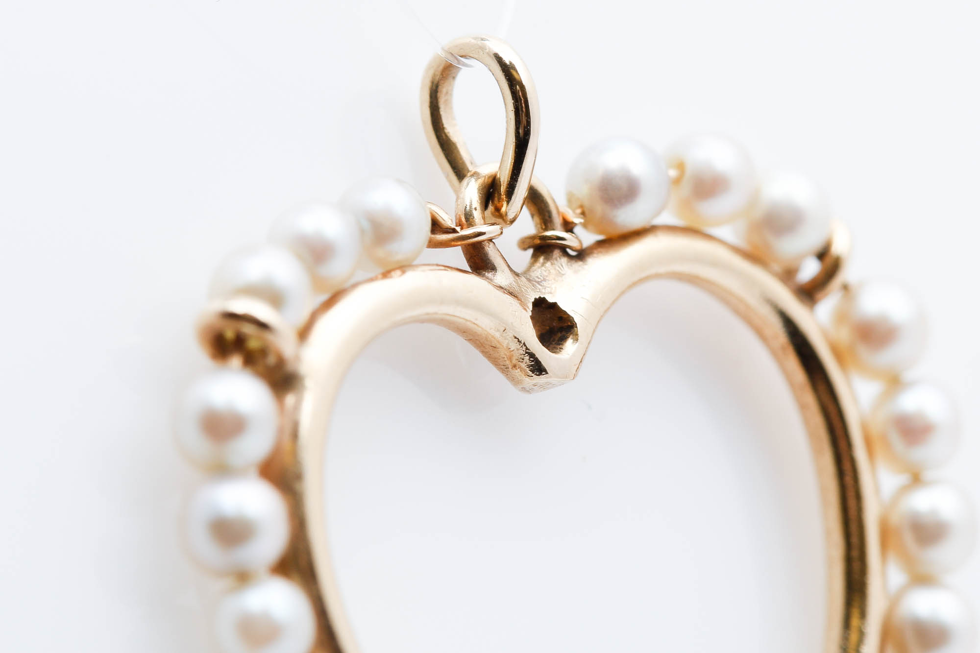 14K Yellow Gold Cultured Pearl Heart Pendant