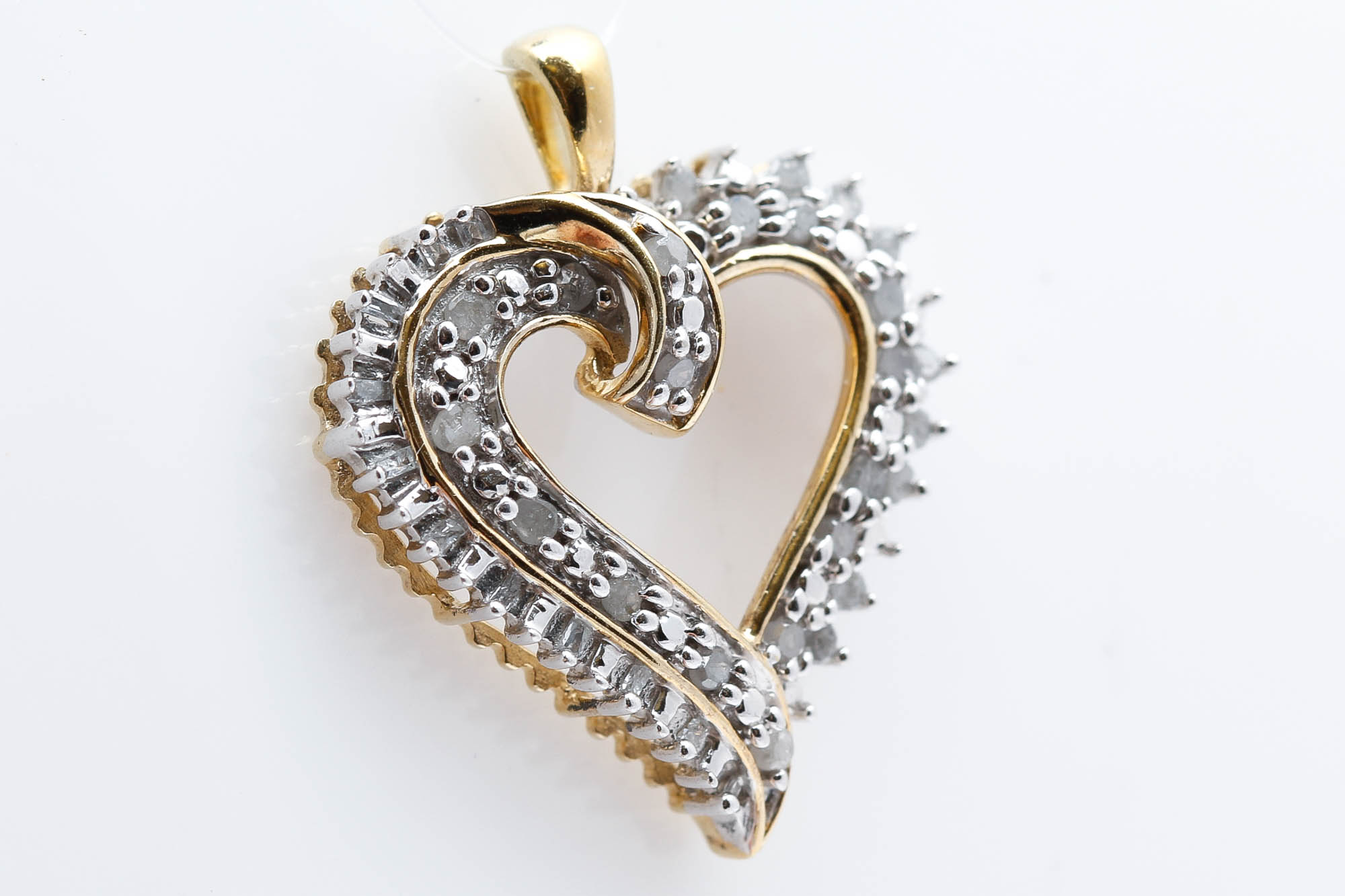 Vermeil Sterling Silver Diamond Heart Pendant
