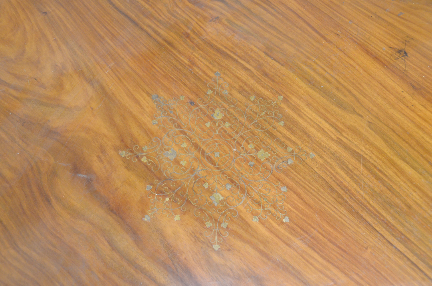 Contemporary Single-Pedestal Dining Table With Inlay