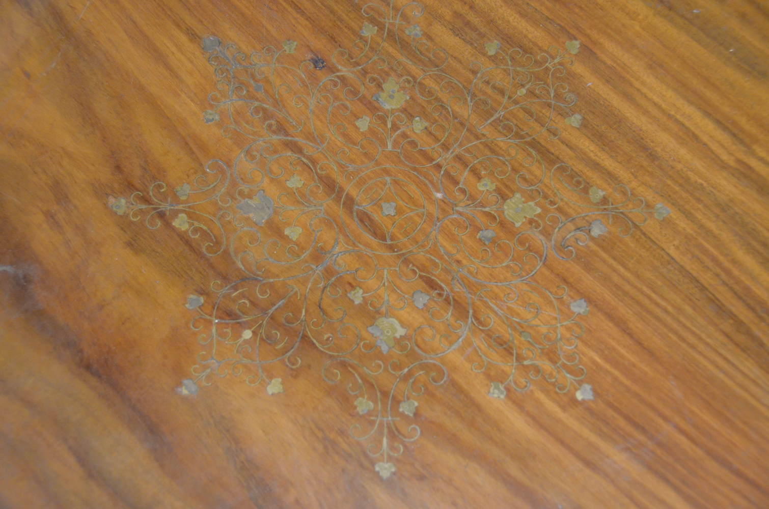 Contemporary Single-Pedestal Dining Table With Inlay