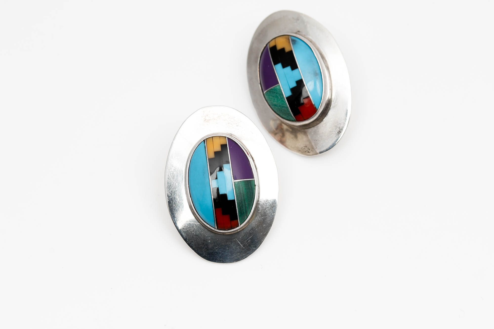 Timm Lewis Sterling Silver Stone Brooch and SE Earrings