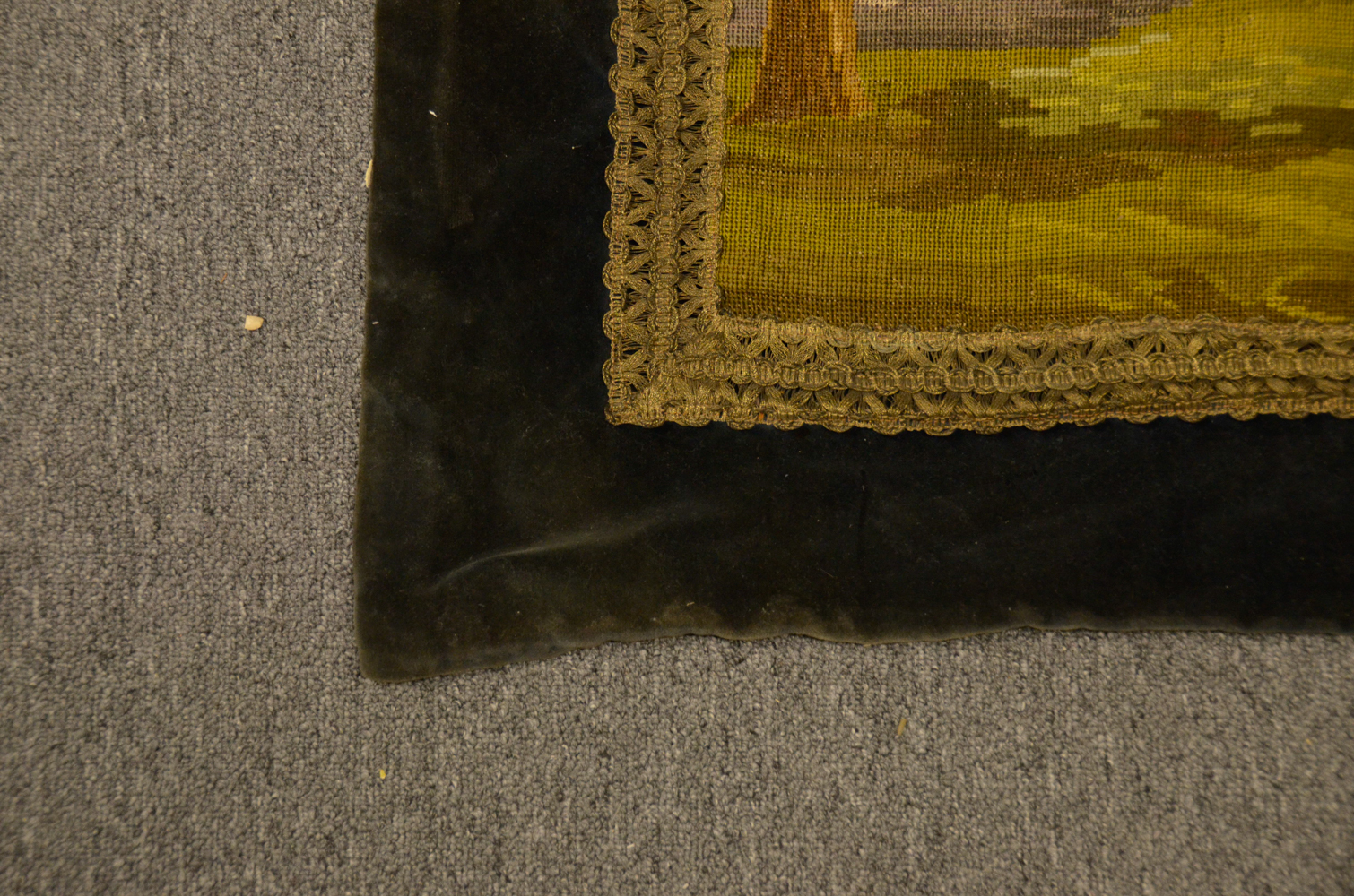 Needlepoint and Velvet Wall Tapestry of Castle