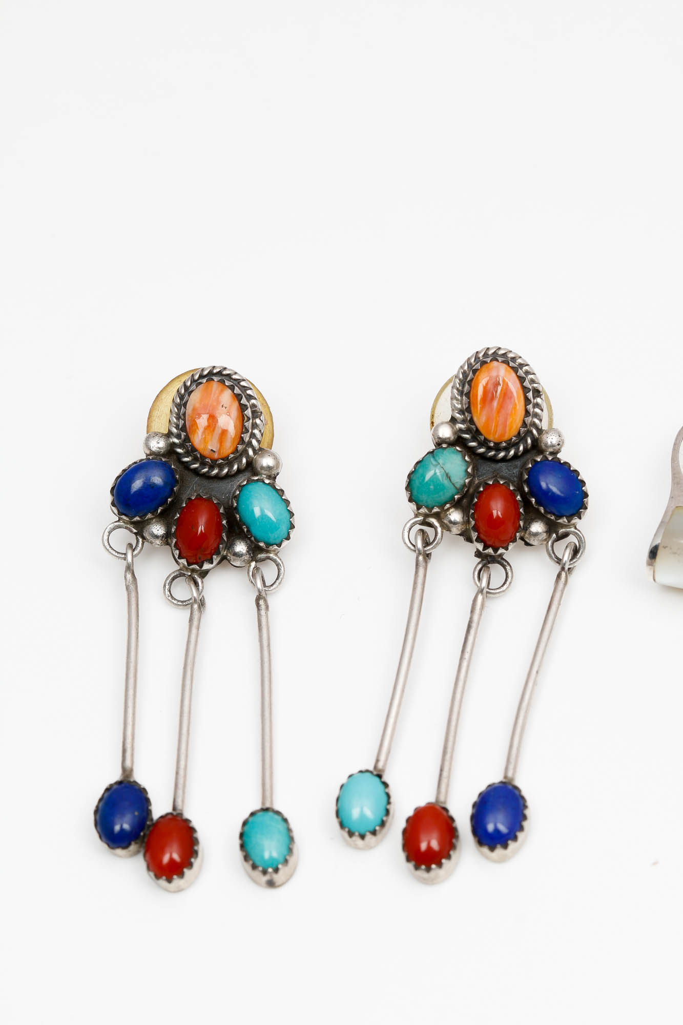 Sterling Silver Stone Earrings and Ring