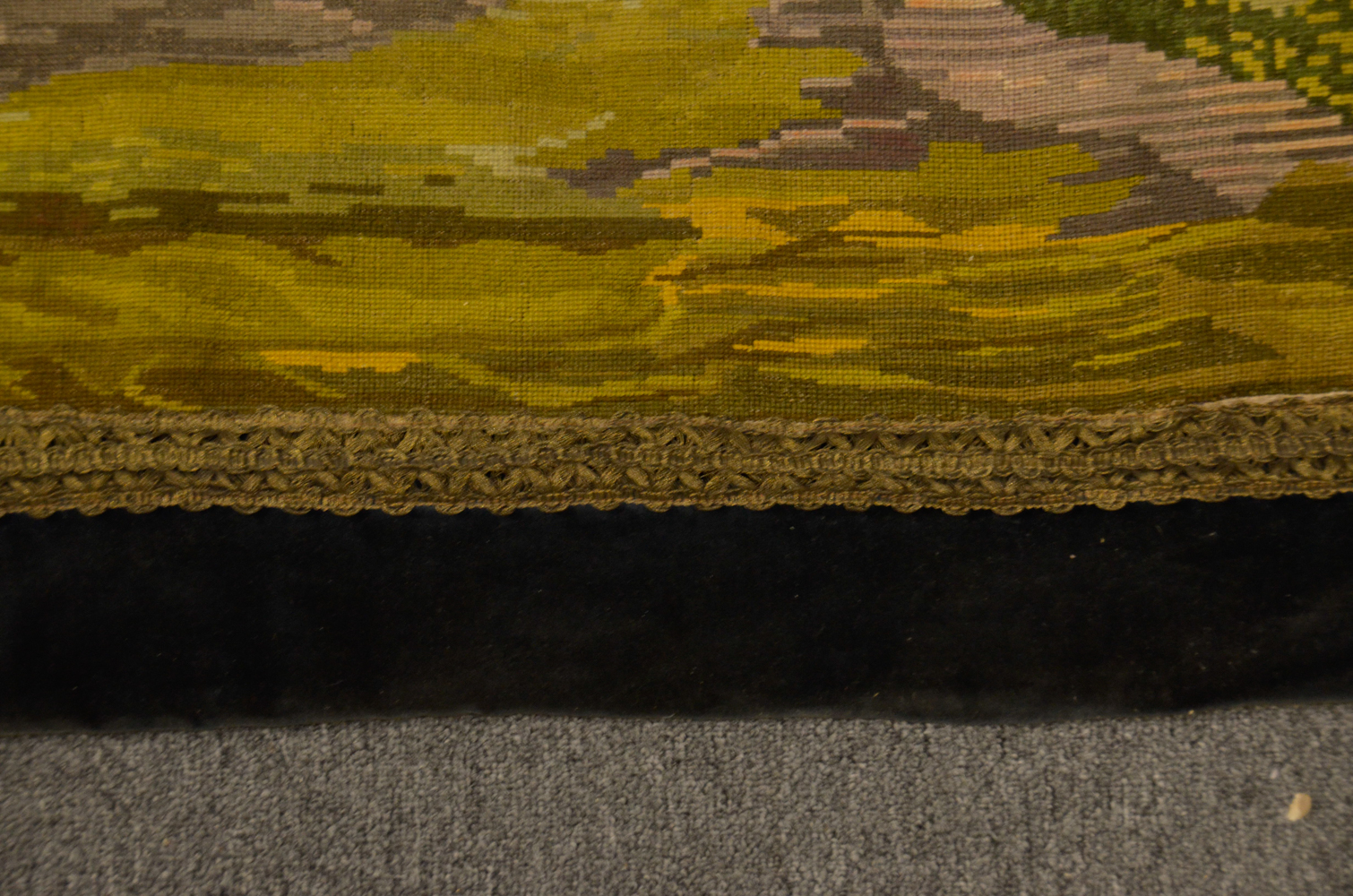 Needlepoint and Velvet Wall Tapestry of Castle