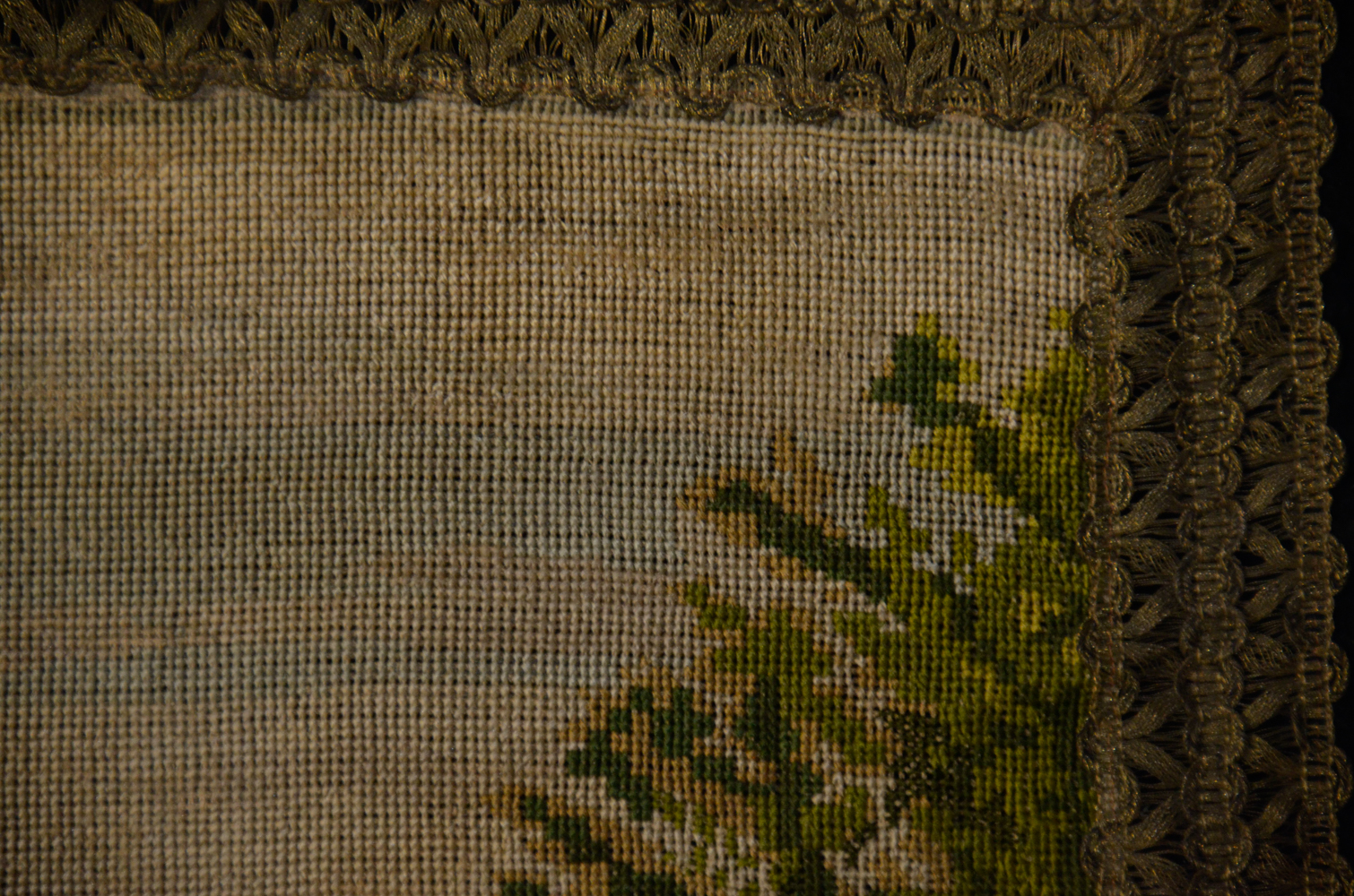 Needlepoint and Velvet Wall Tapestry of Castle