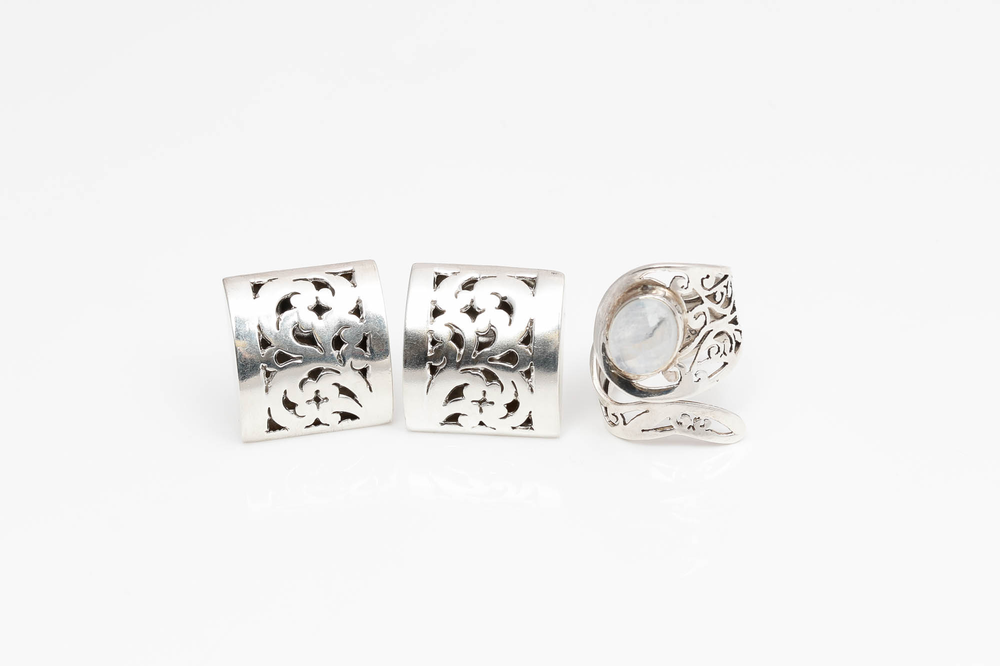 Lois Hill Sterling Silver Earrings and Moonstone Ring