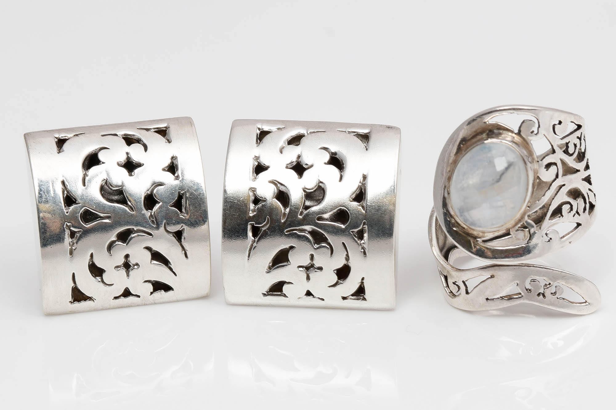 Lois Hill Sterling Silver Earrings and Moonstone Ring