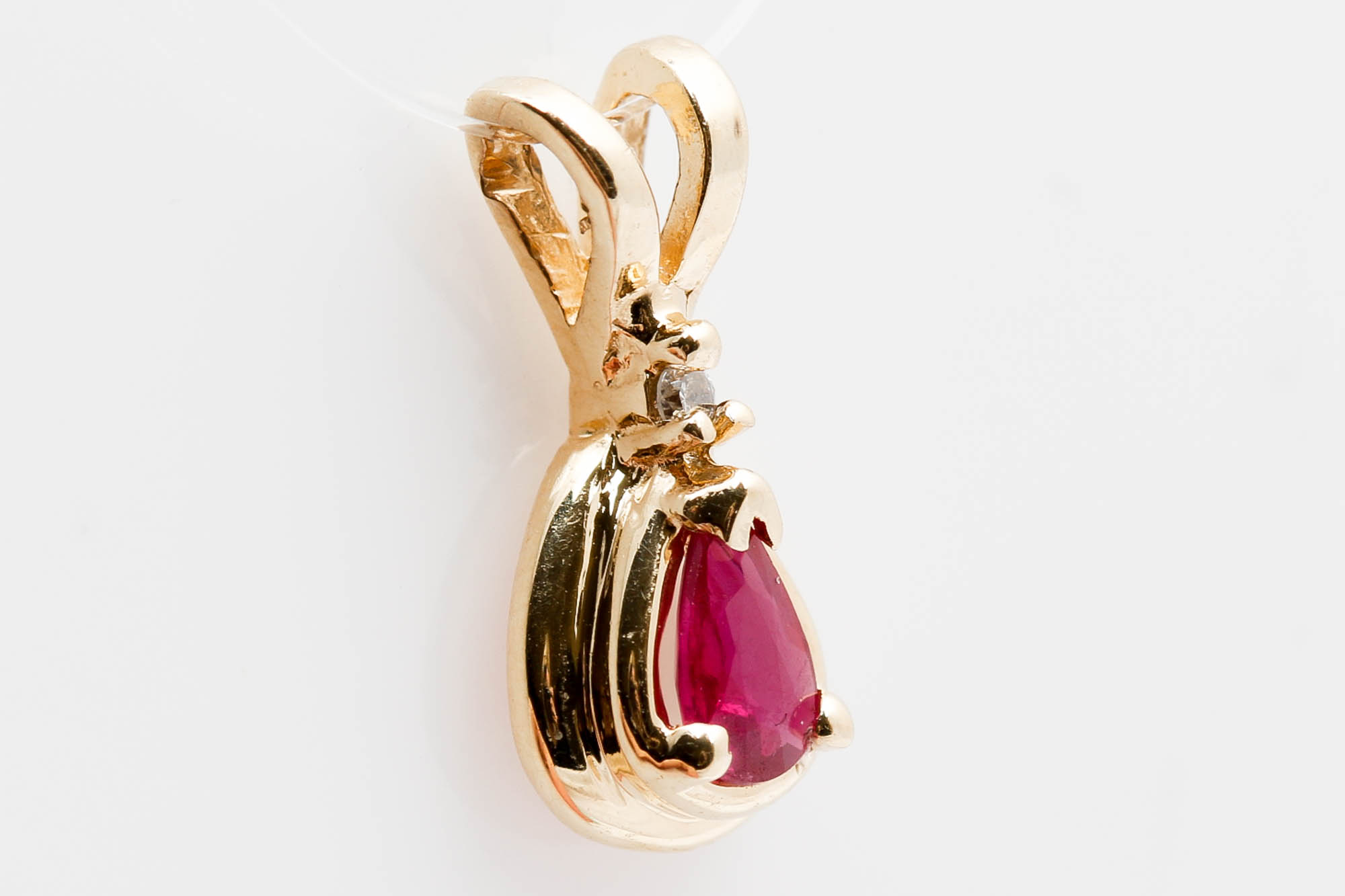 14K Yellow Gold Ruby and Diamond Pendant