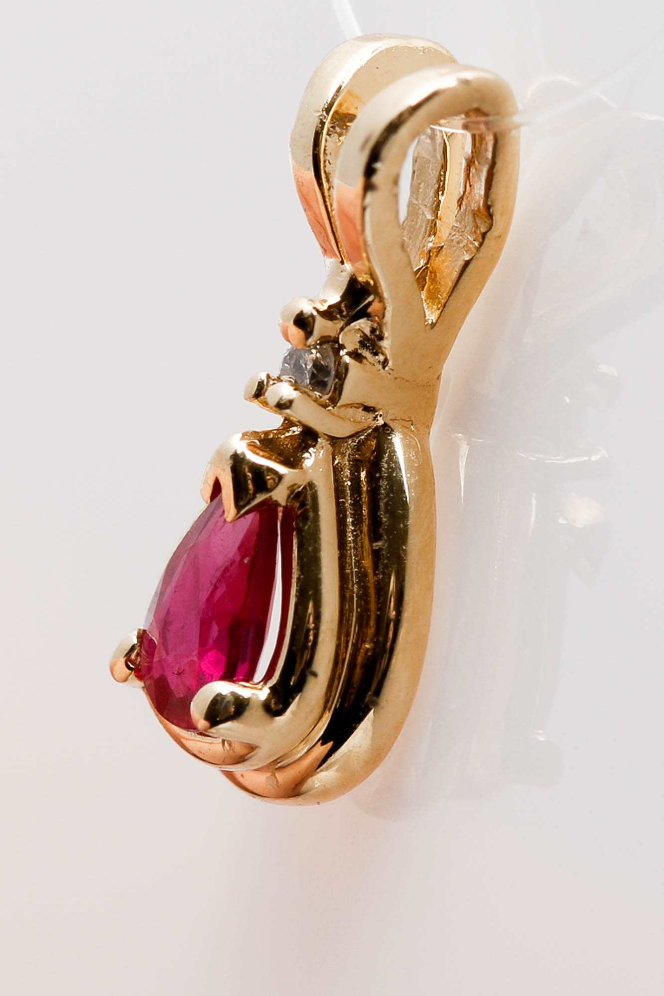 14K Yellow Gold Ruby and Diamond Pendant