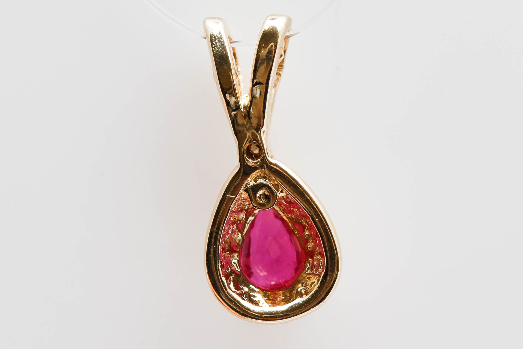 14K Yellow Gold Ruby and Diamond Pendant