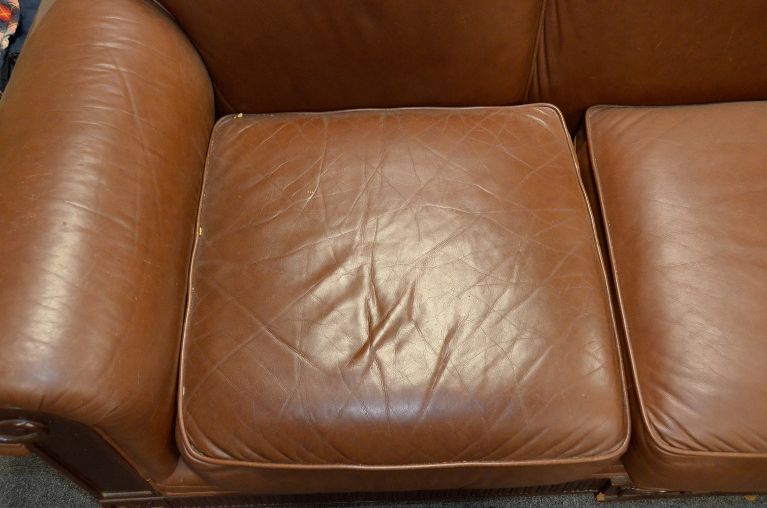 Contemporary Brown Leather Sofa by Hickory Chair