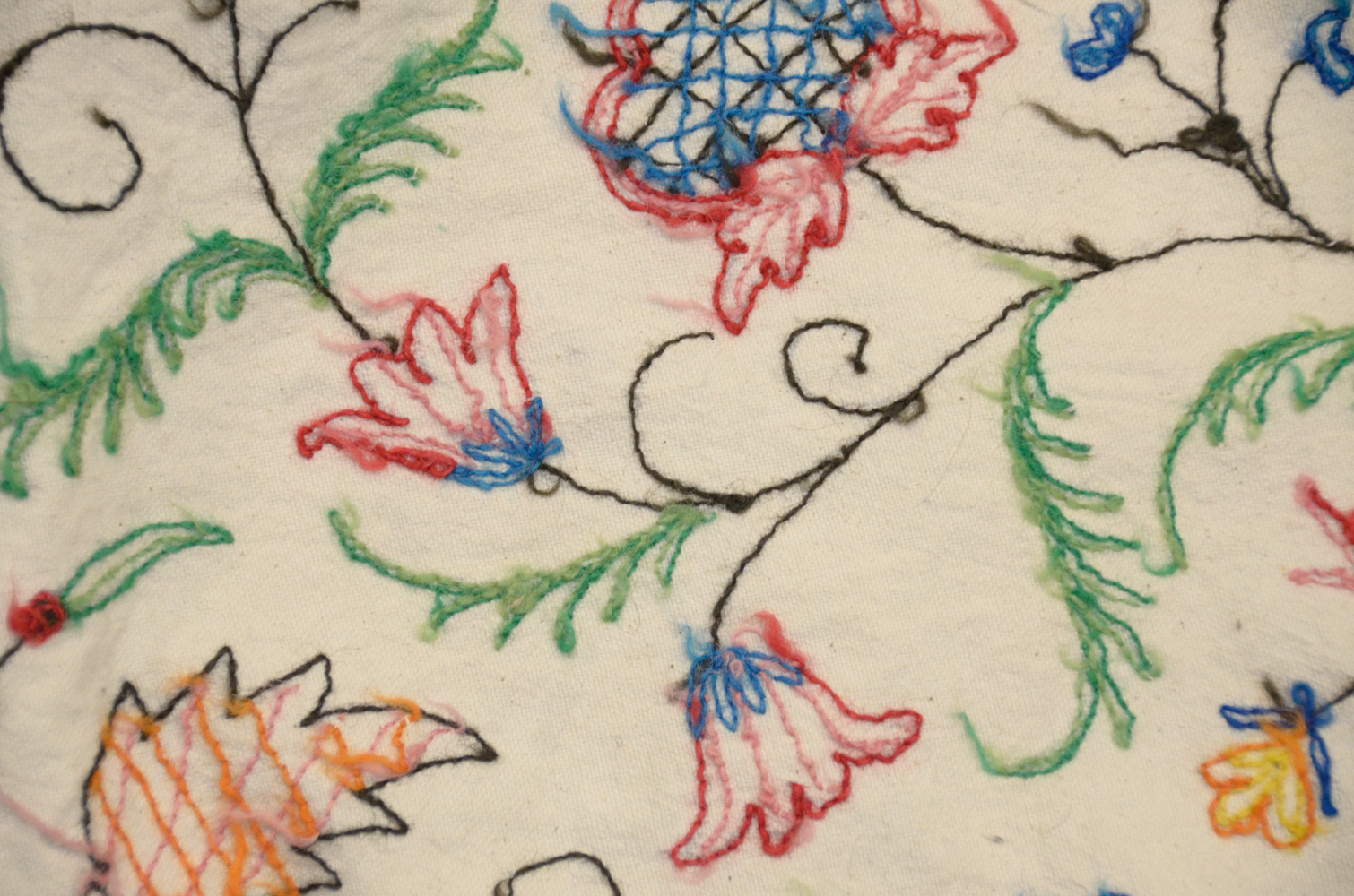 Foliate Arabesque Embroidered Tapestry