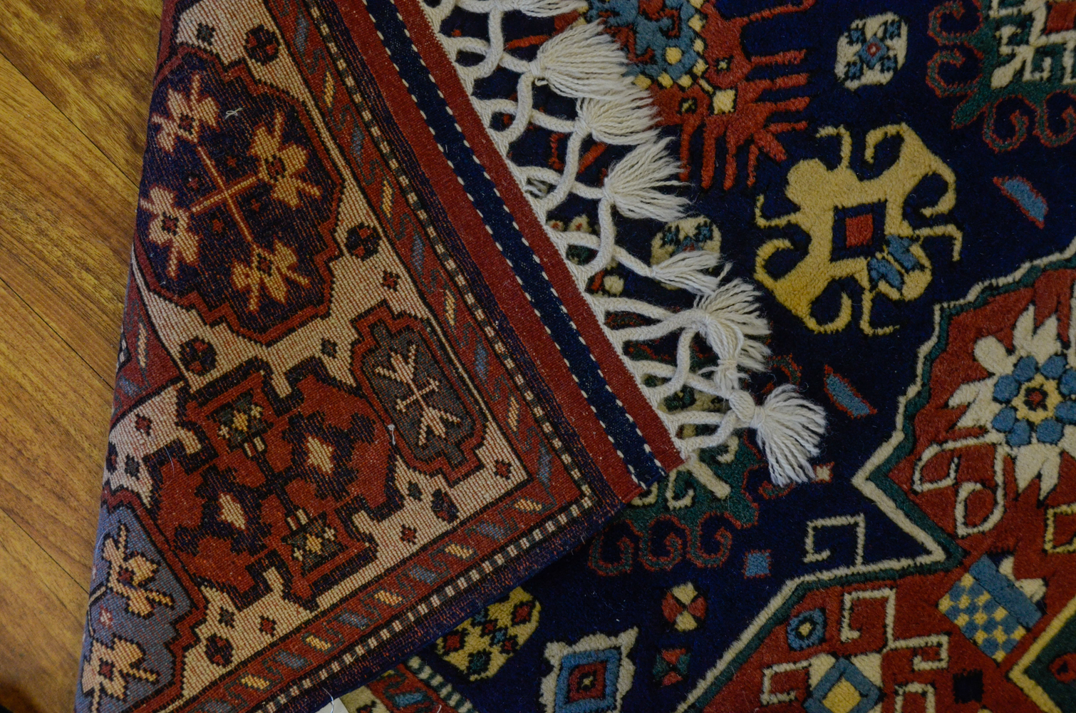 Hand-Knotted Kazak Area Rug