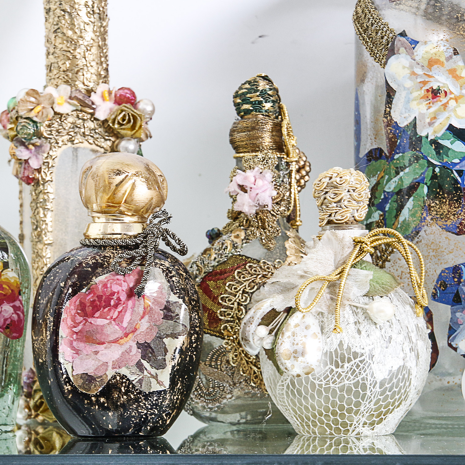 Collection of Hand Painted Perfume Bottles