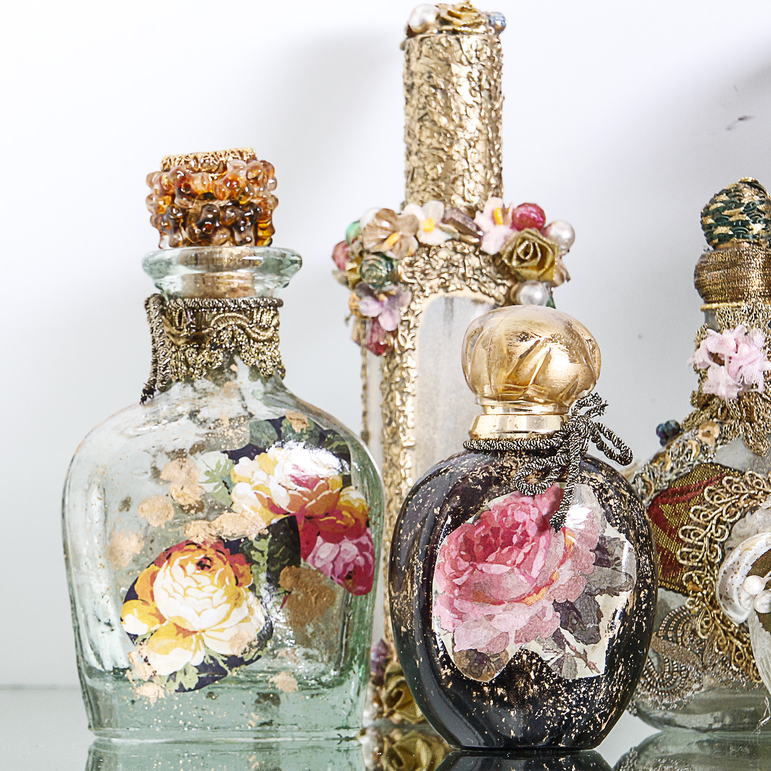 Collection of Hand Painted Perfume Bottles