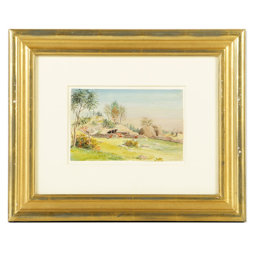 Charles DeWolf Brownell Watercolor Painting on Paper "Lyme, Connecticut"