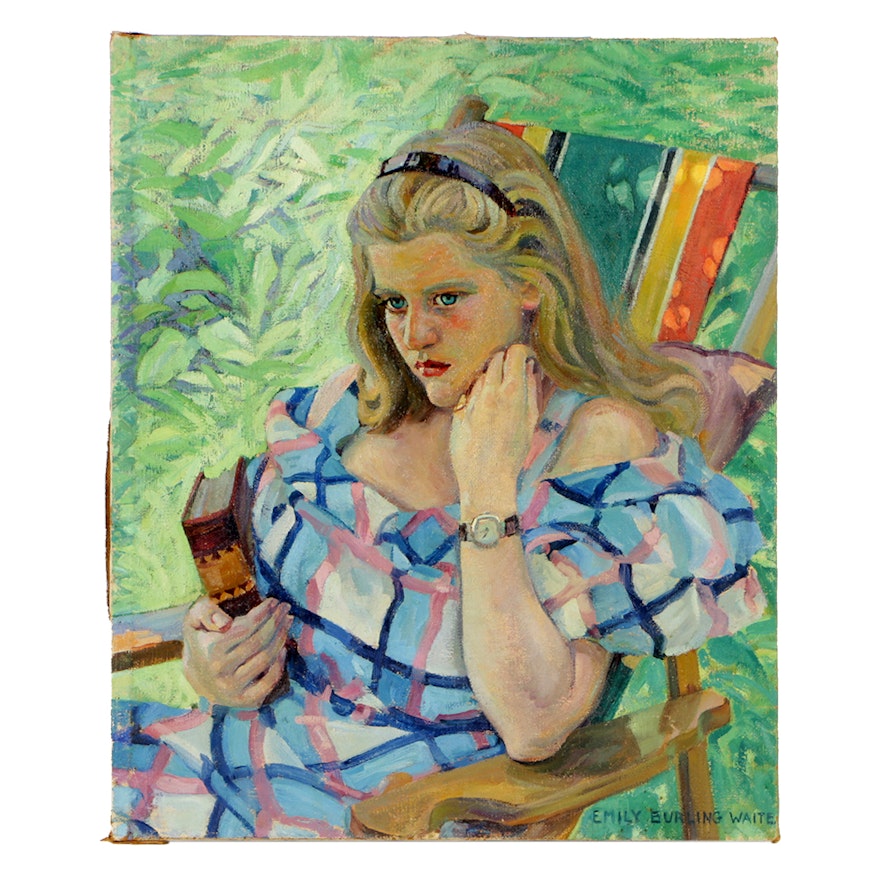 Emily Burling Waite Oil Painting on Canvas Portrait of Girl