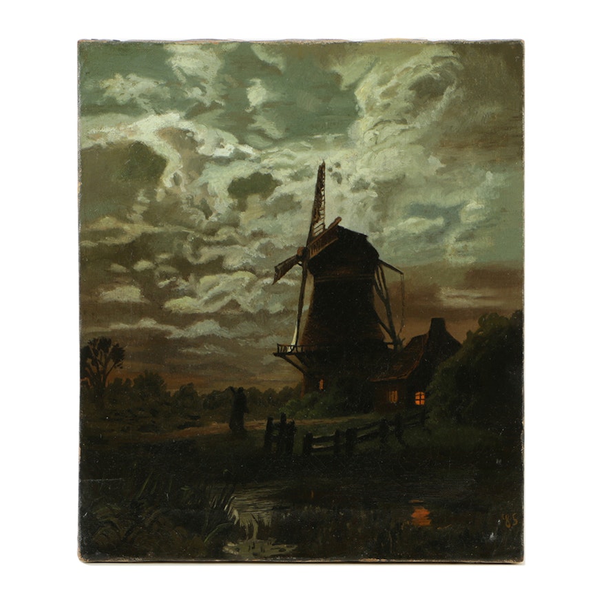 Late 19th-Century Oil Painting on Canvas Dutch Scene