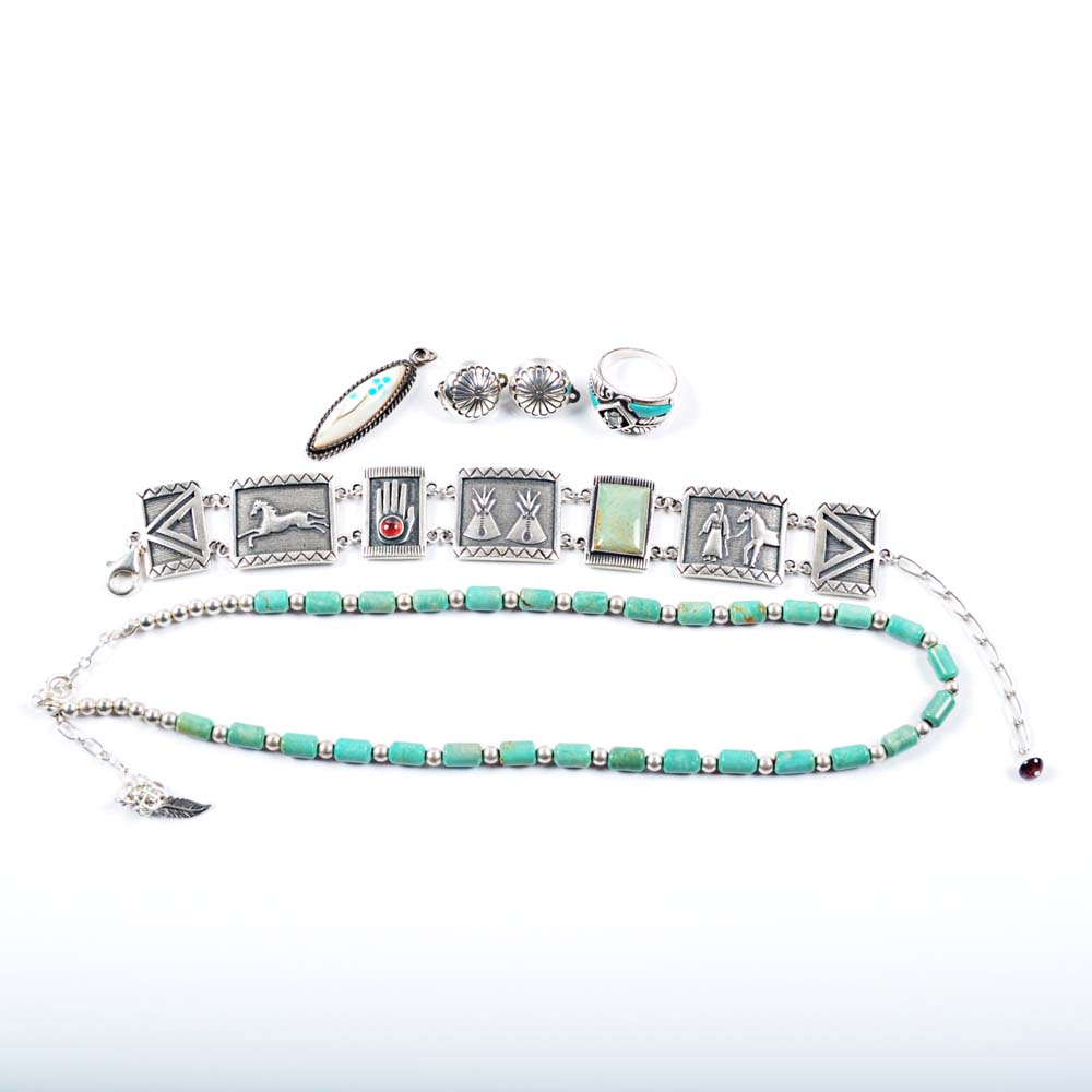 Sterling Native American Style Jewelry With Rare Victoria Adams