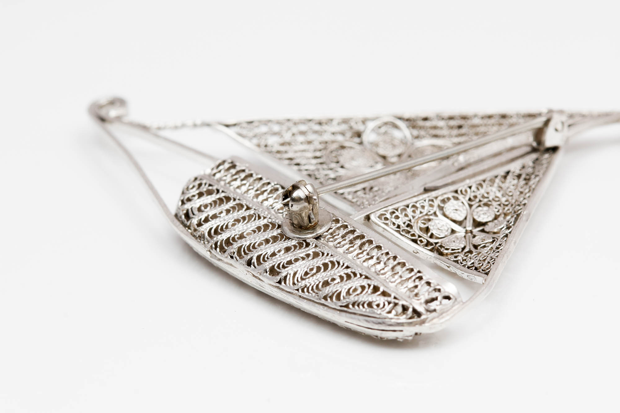 Sterling Silver Filigree Sailboat Brooch