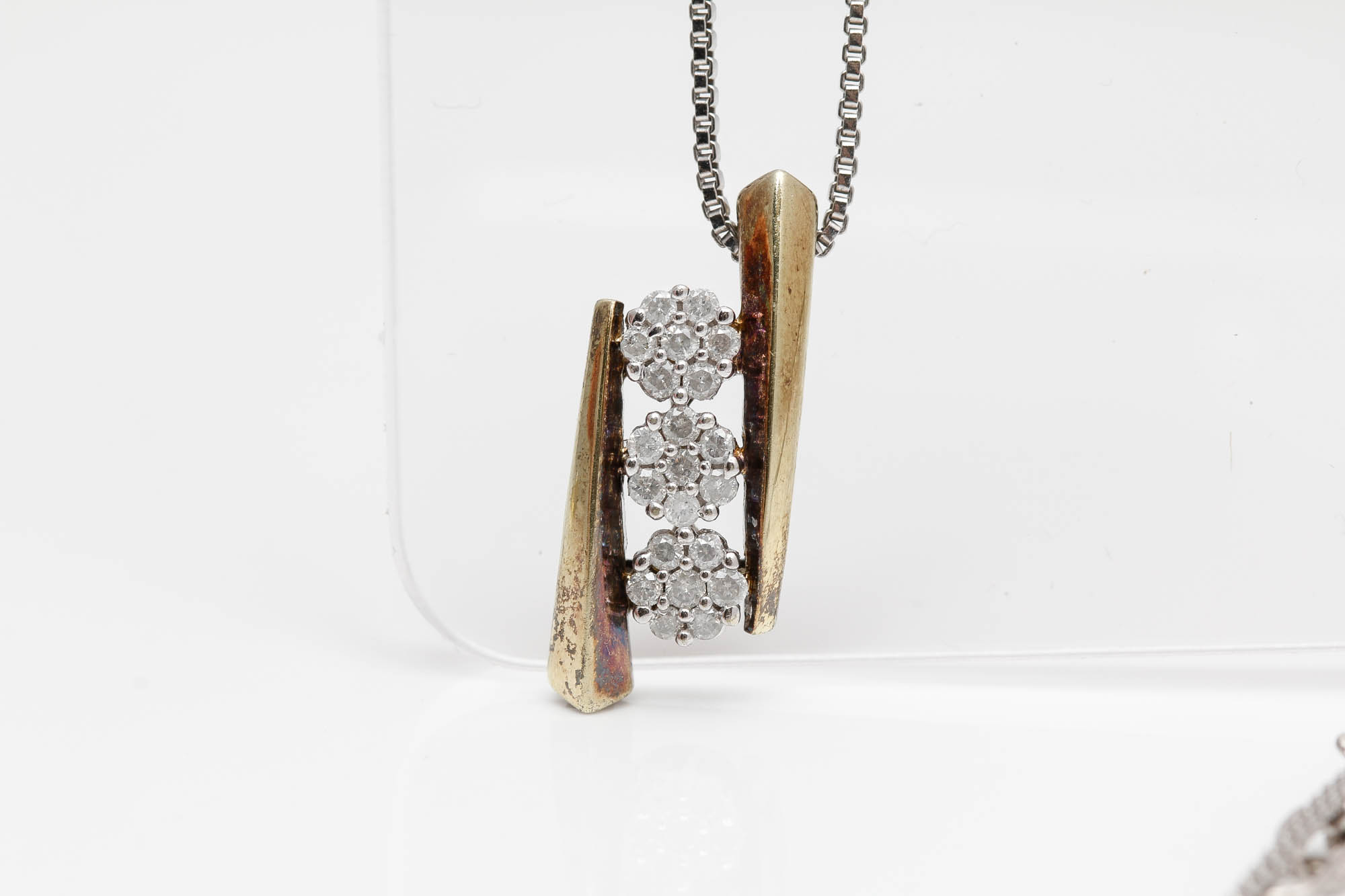 Sterling Silver Diamond Pendant Necklace and Ring