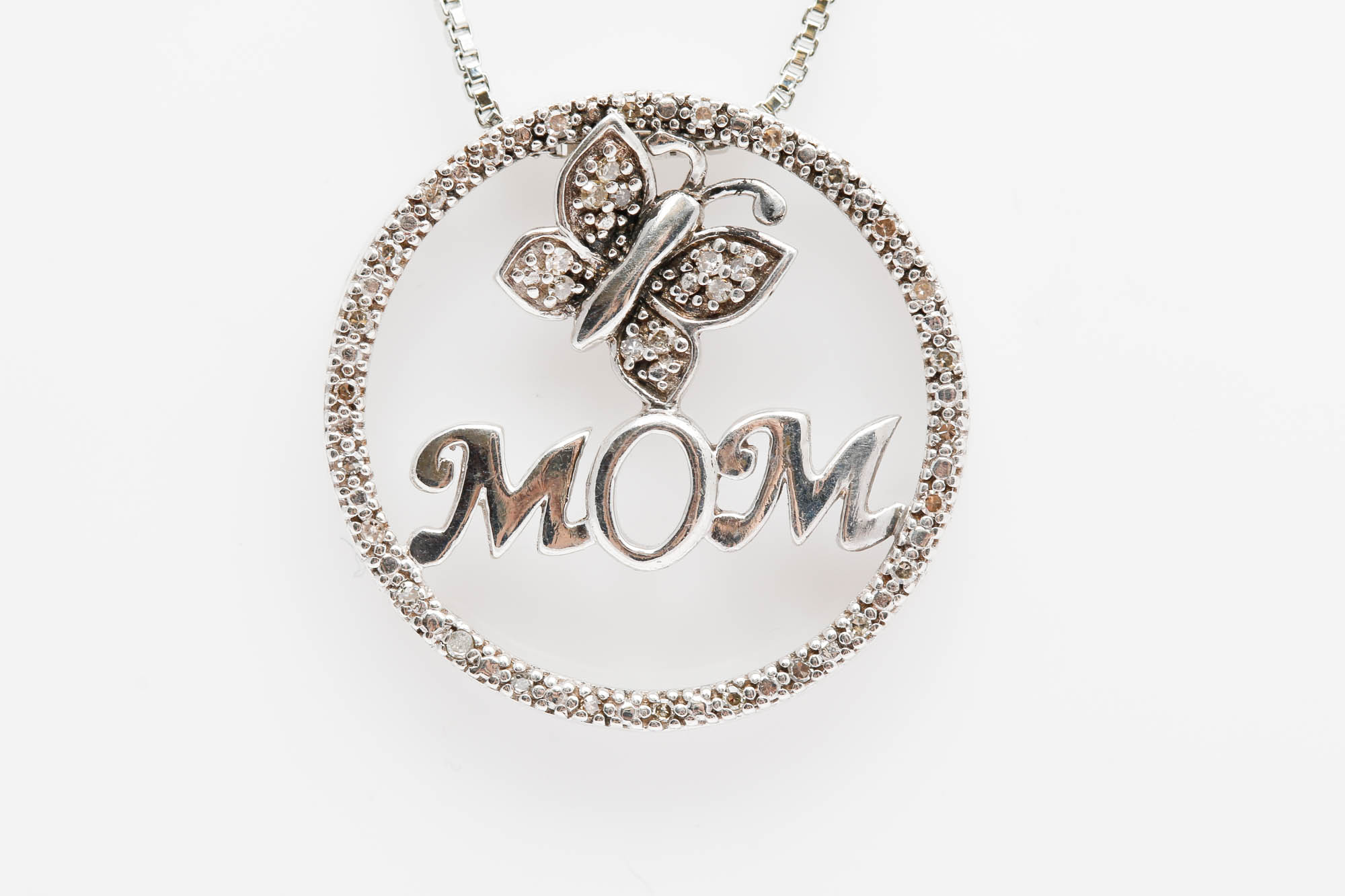 Sterling Silver Diamond Pendant Necklace