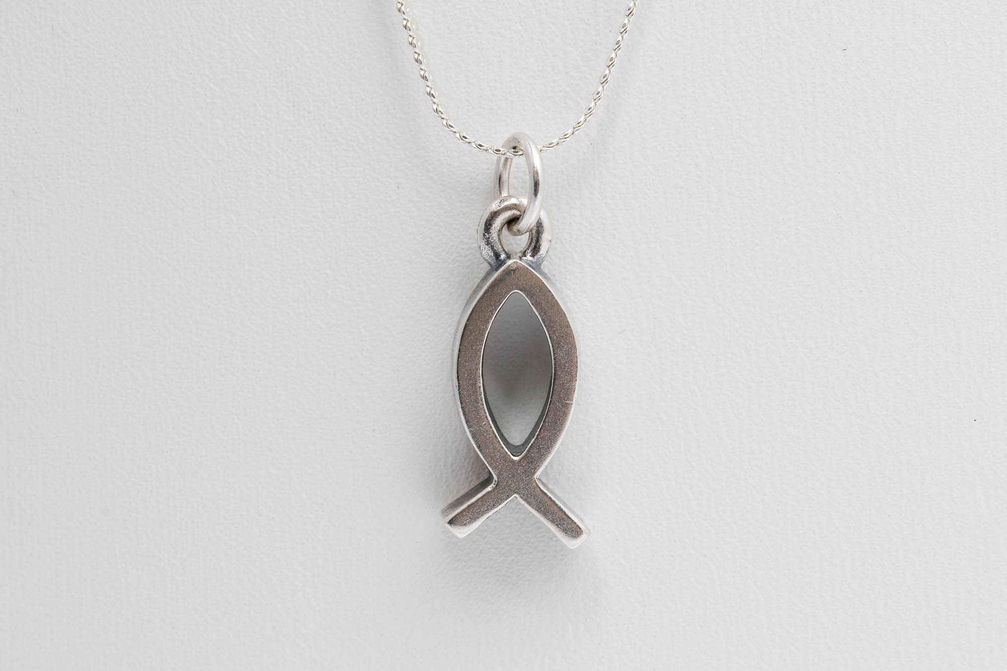 Sterling Silver Diamond Cross and Itchthus Pendant Necklaces