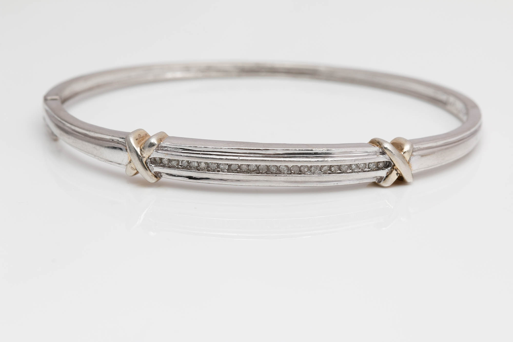 Sterling Silver Vermeil Accented Diamond Rings and Bracelet