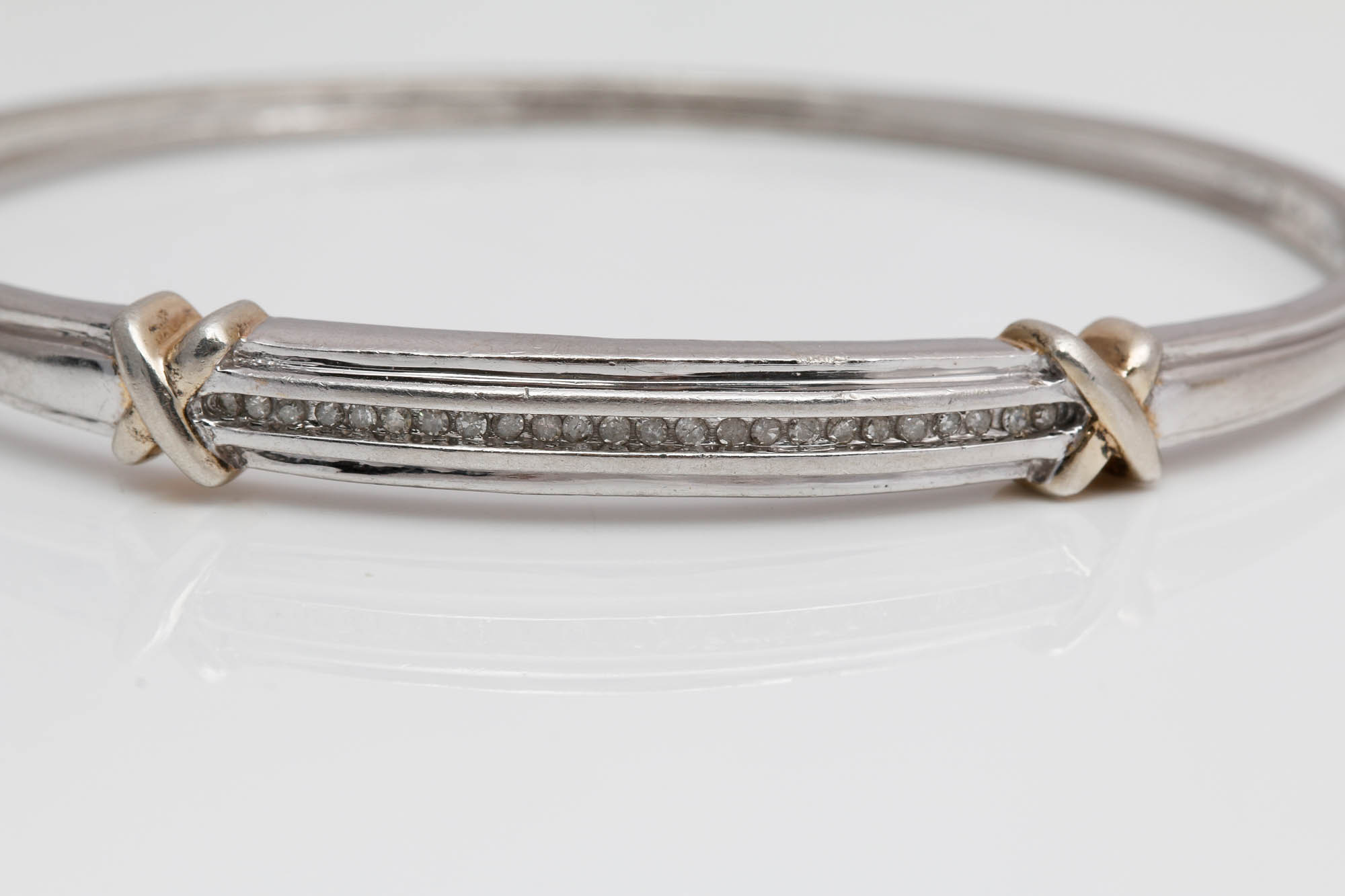 Sterling Silver Vermeil Accented Diamond Rings and Bracelet
