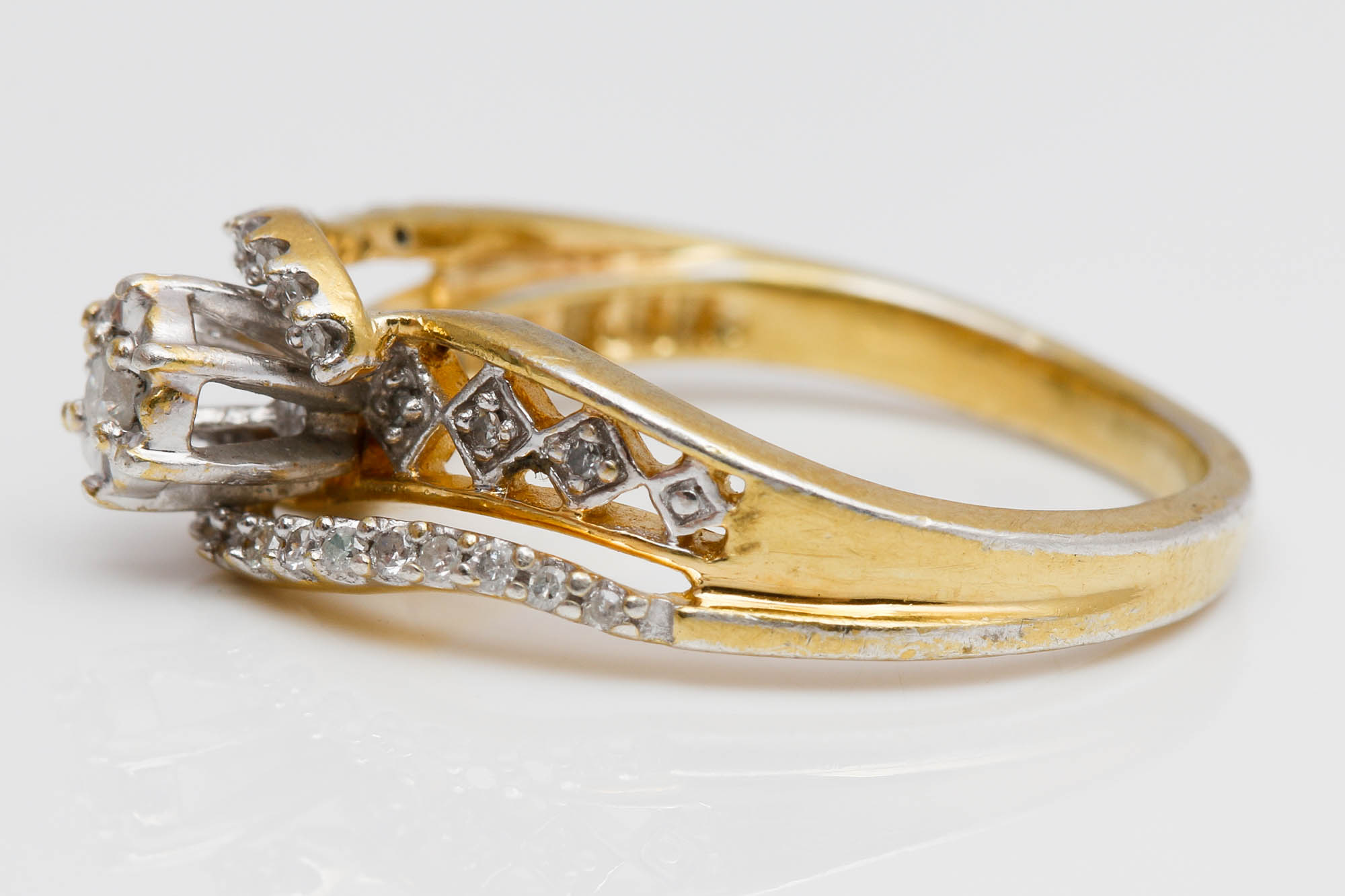 Sterling Silver Vermeil Accented Diamond Rings and Bracelet