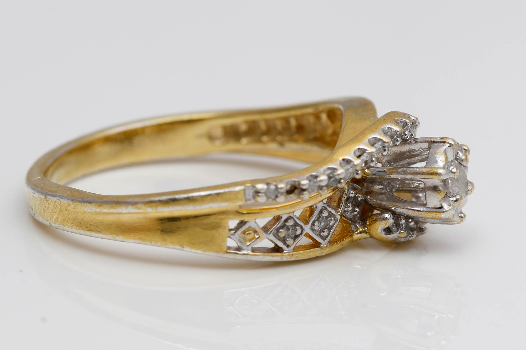 Sterling Silver Vermeil Accented Diamond Rings and Bracelet