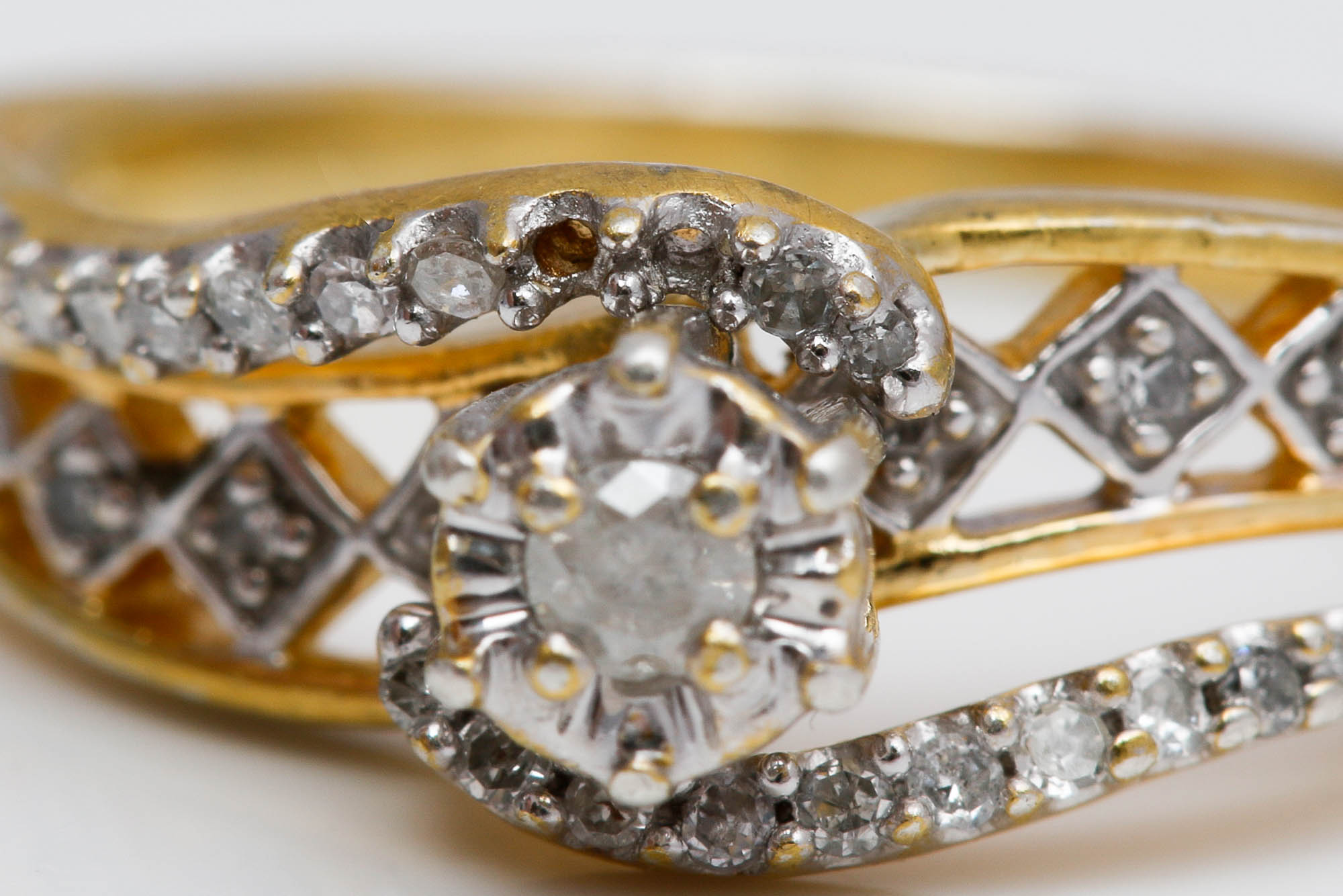 Sterling Silver Vermeil Accented Diamond Rings and Bracelet