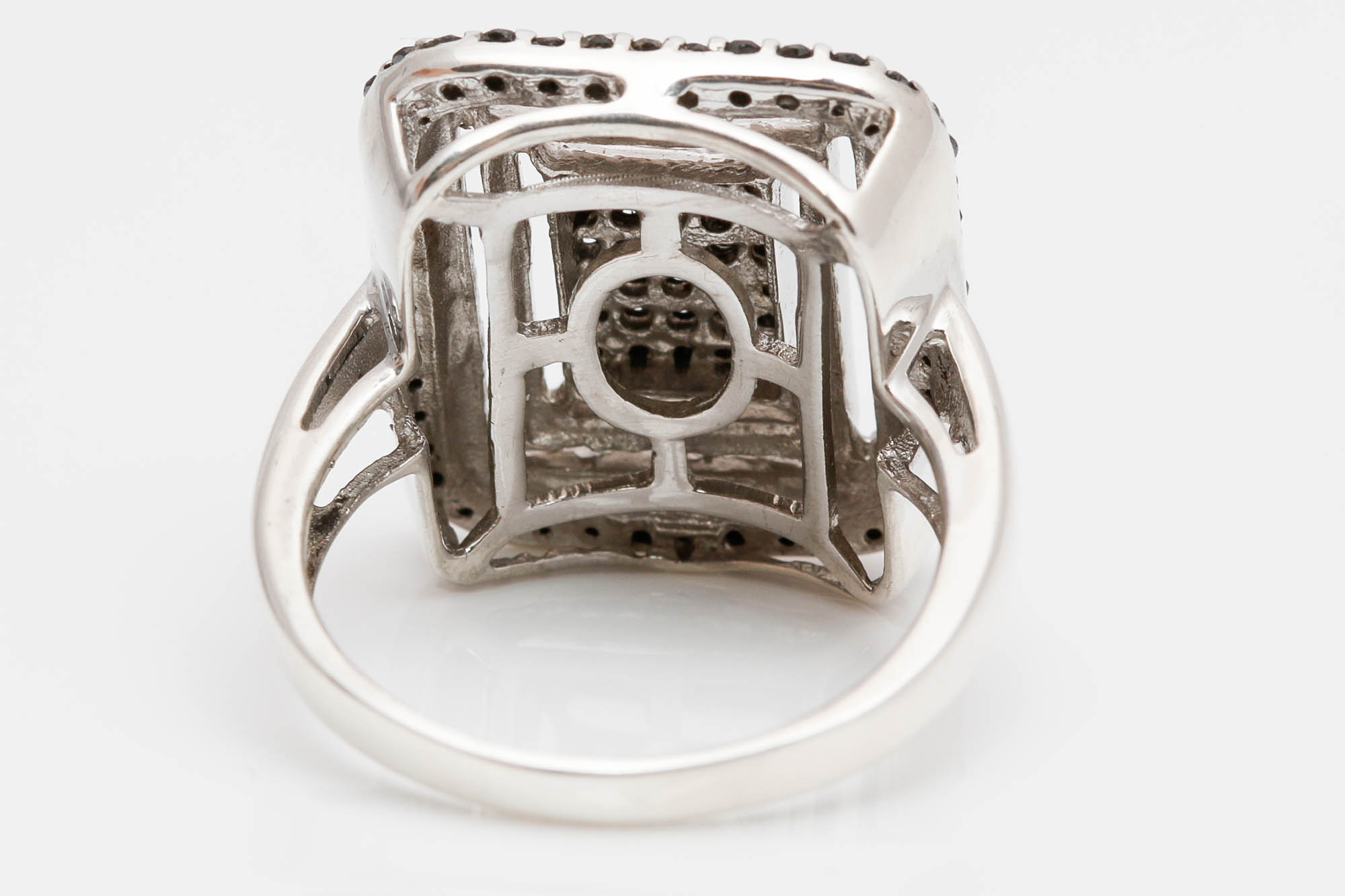 Sterling Silver Black and White Diamond Ring