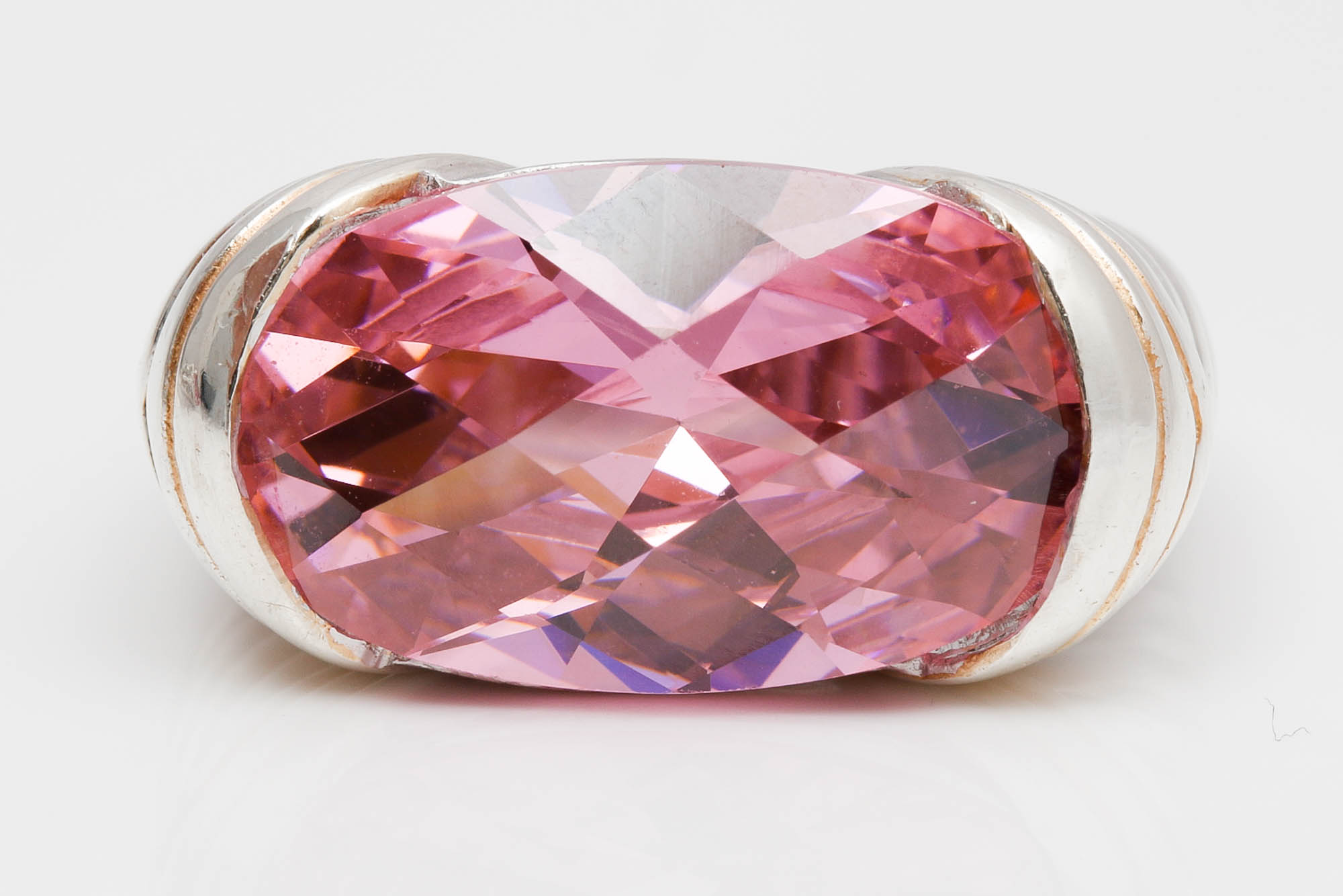 Sterling Silver Pink Topaz and Pink Cubic Zirconia Rings