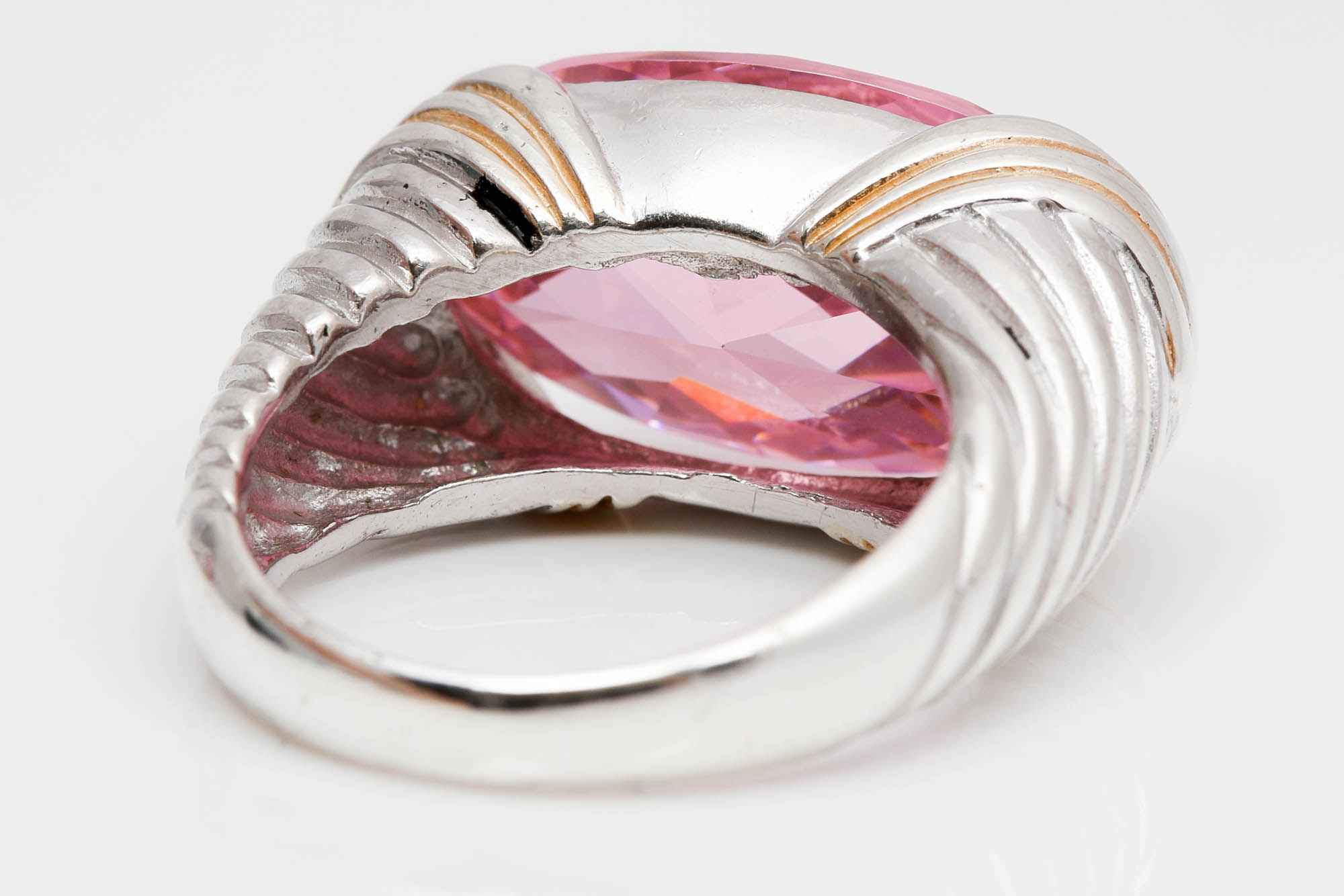 Sterling Silver Pink Topaz and Pink Cubic Zirconia Rings