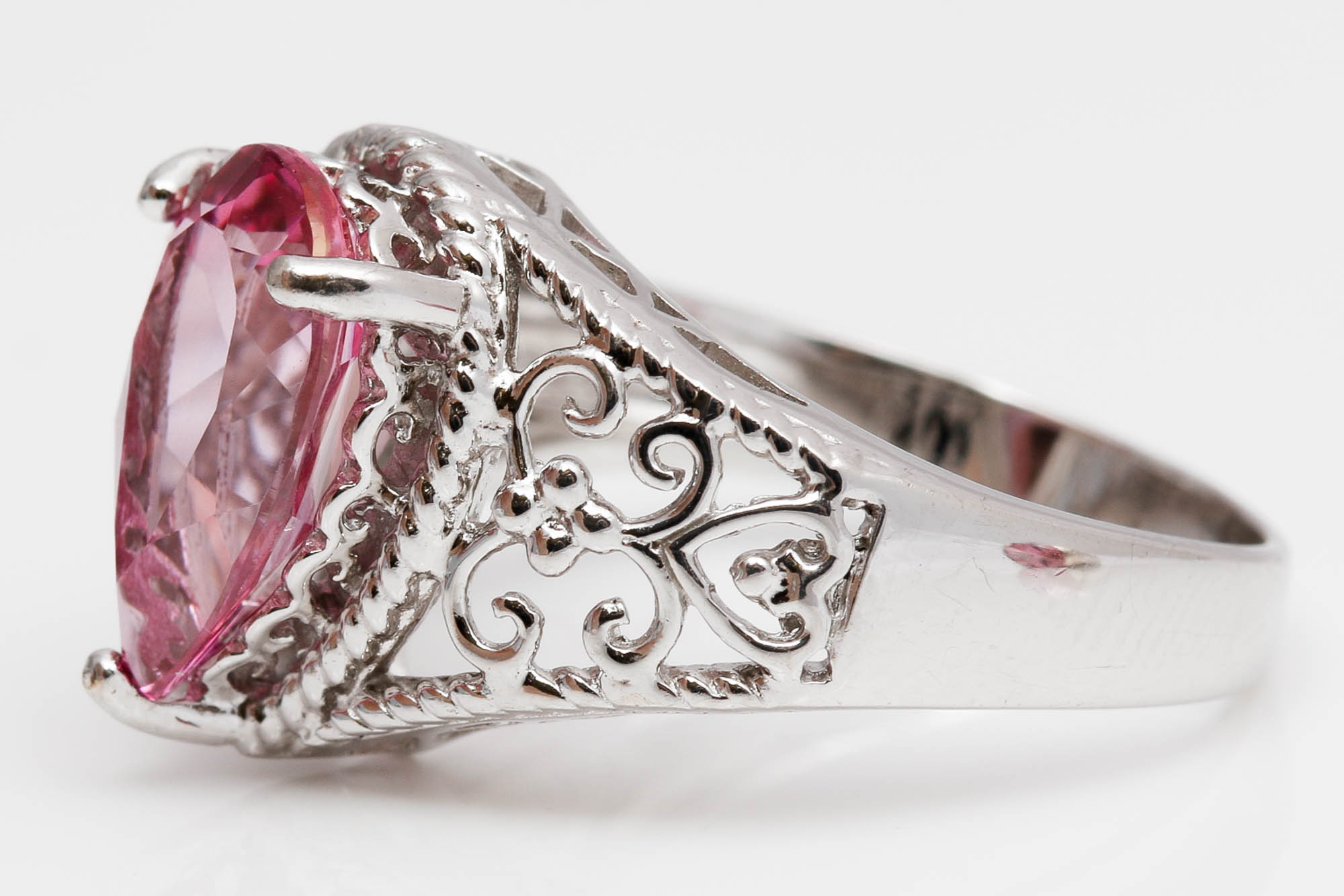 Sterling Silver Pink Topaz and Pink Cubic Zirconia Rings