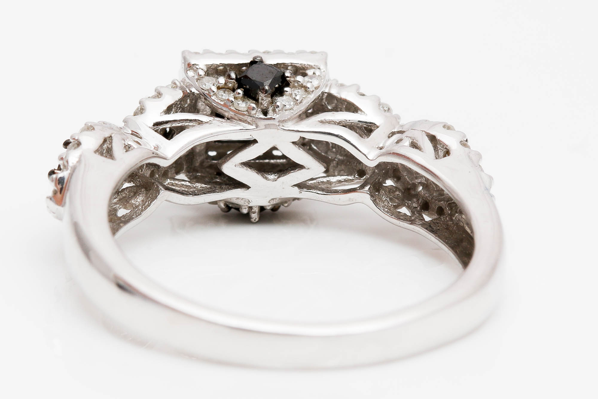 Sterling Silver Black and White Diamond Ring